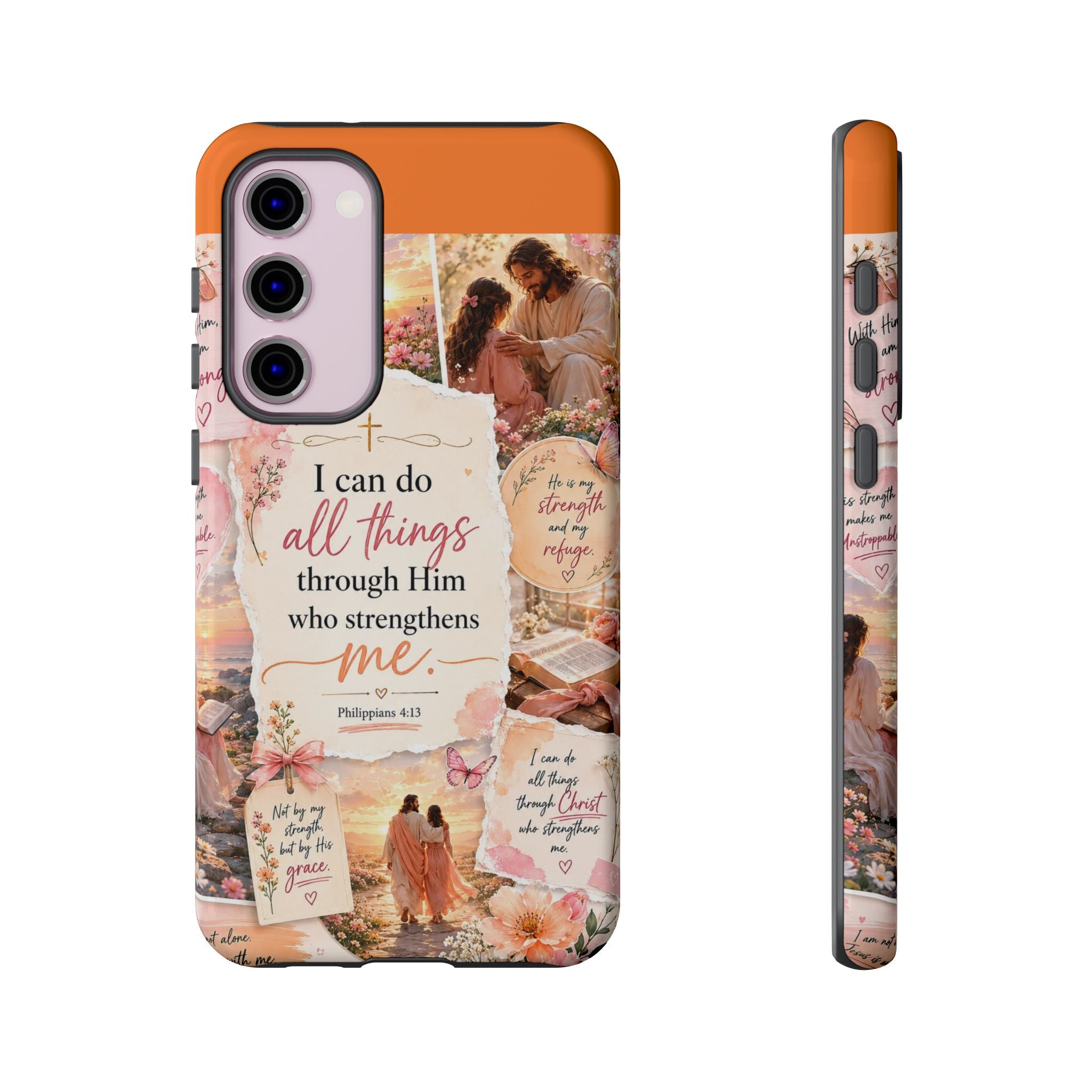 Christian Phone Case bible verses — "I Can Do All Things Through Him" Inspirational Scripture Design