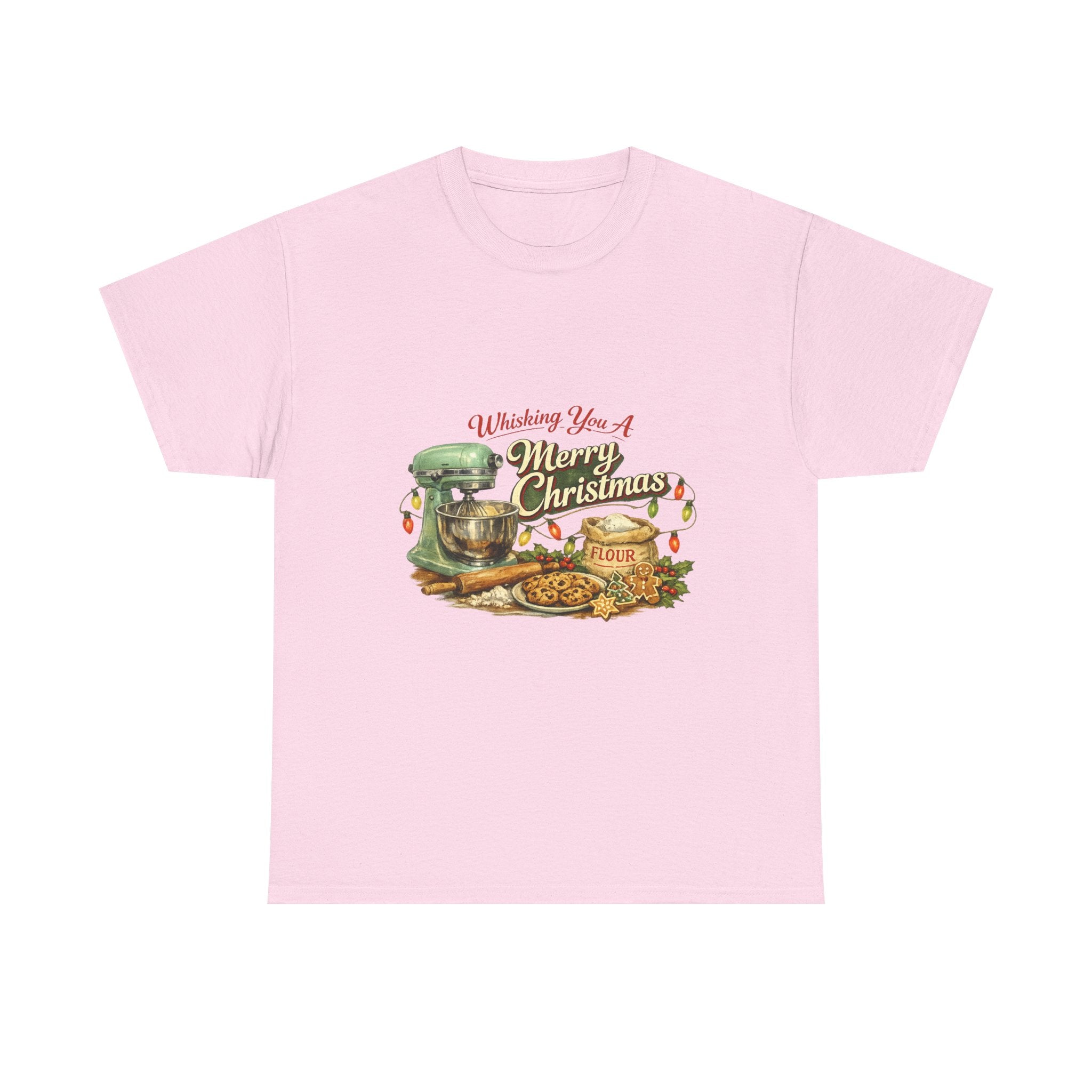 Christmas Baking Tee — "Wishing You A Merry Christmas" Vintage Mixer & Cookies T-Shirt