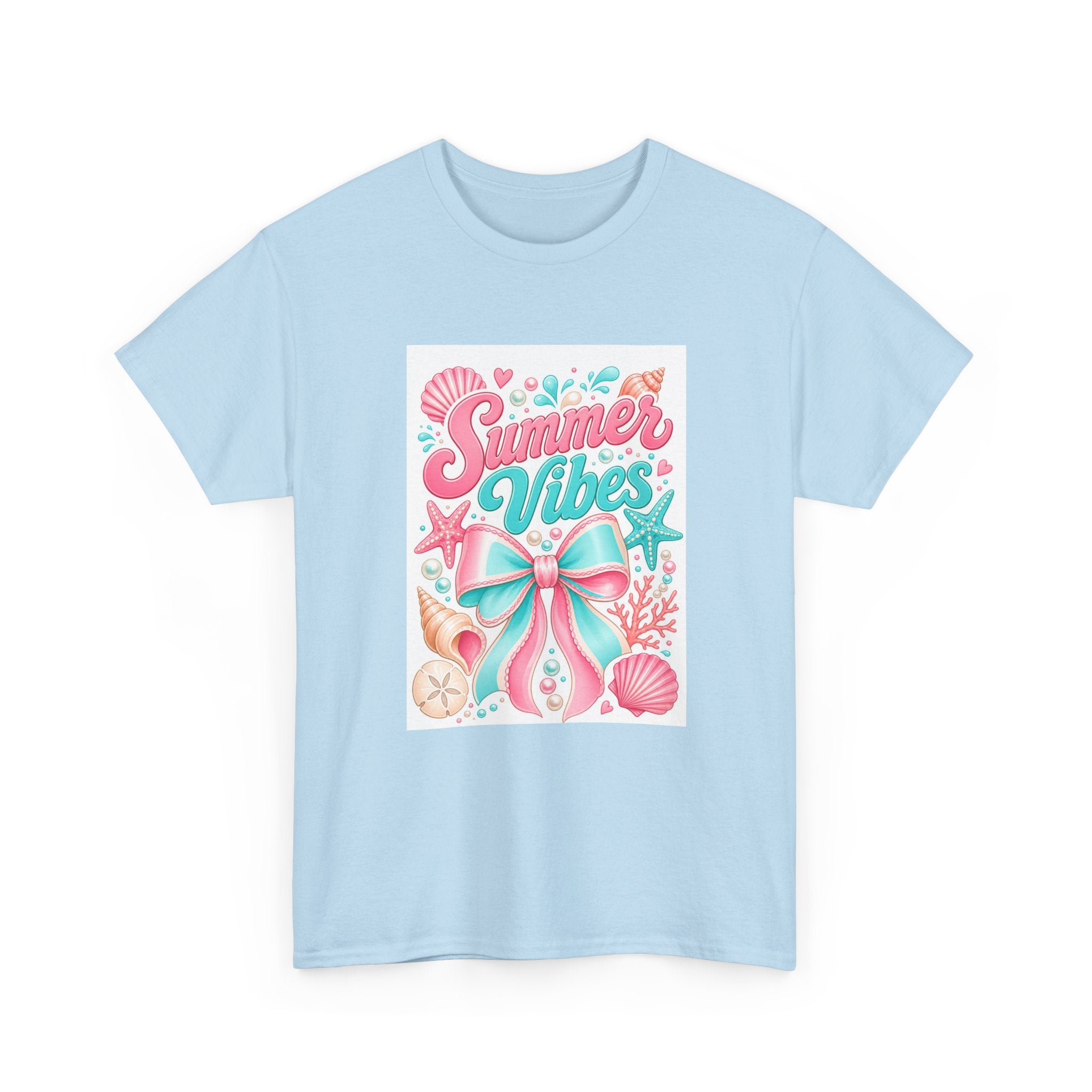 Summer Vibes T-Shirt — Pastel Mermaid Bow Beach Graphic Tee