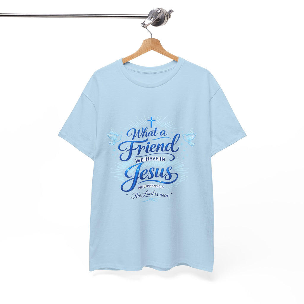 Christian Tee — “What a Friend We Have in Jesus” Inspirational Faith T-Shirt