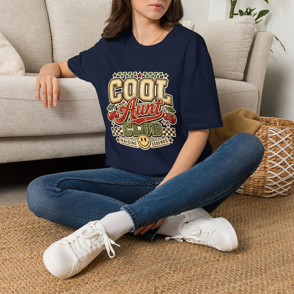 Cherries Pop T-Shirt Aunt Club Vintage Cherry Graphic Tee for Fun-Loving Aunts