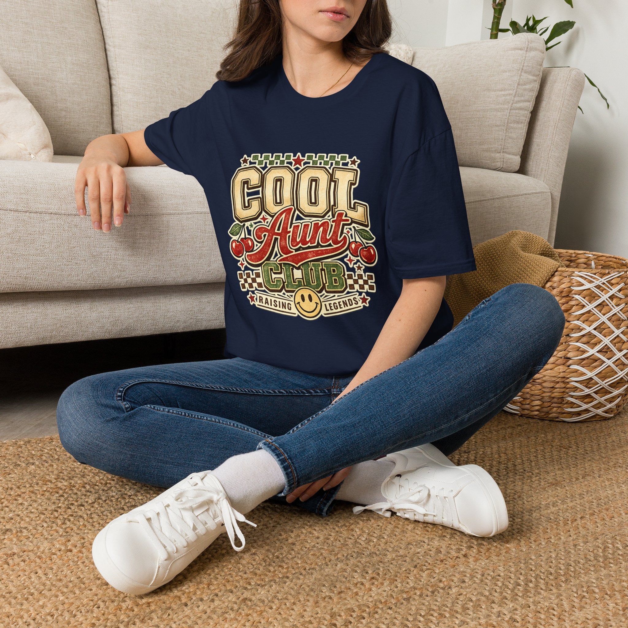 Cherries Pop T-Shirt Aunt Club Vintage Cherry Graphic Tee for Fun-Loving Aunts