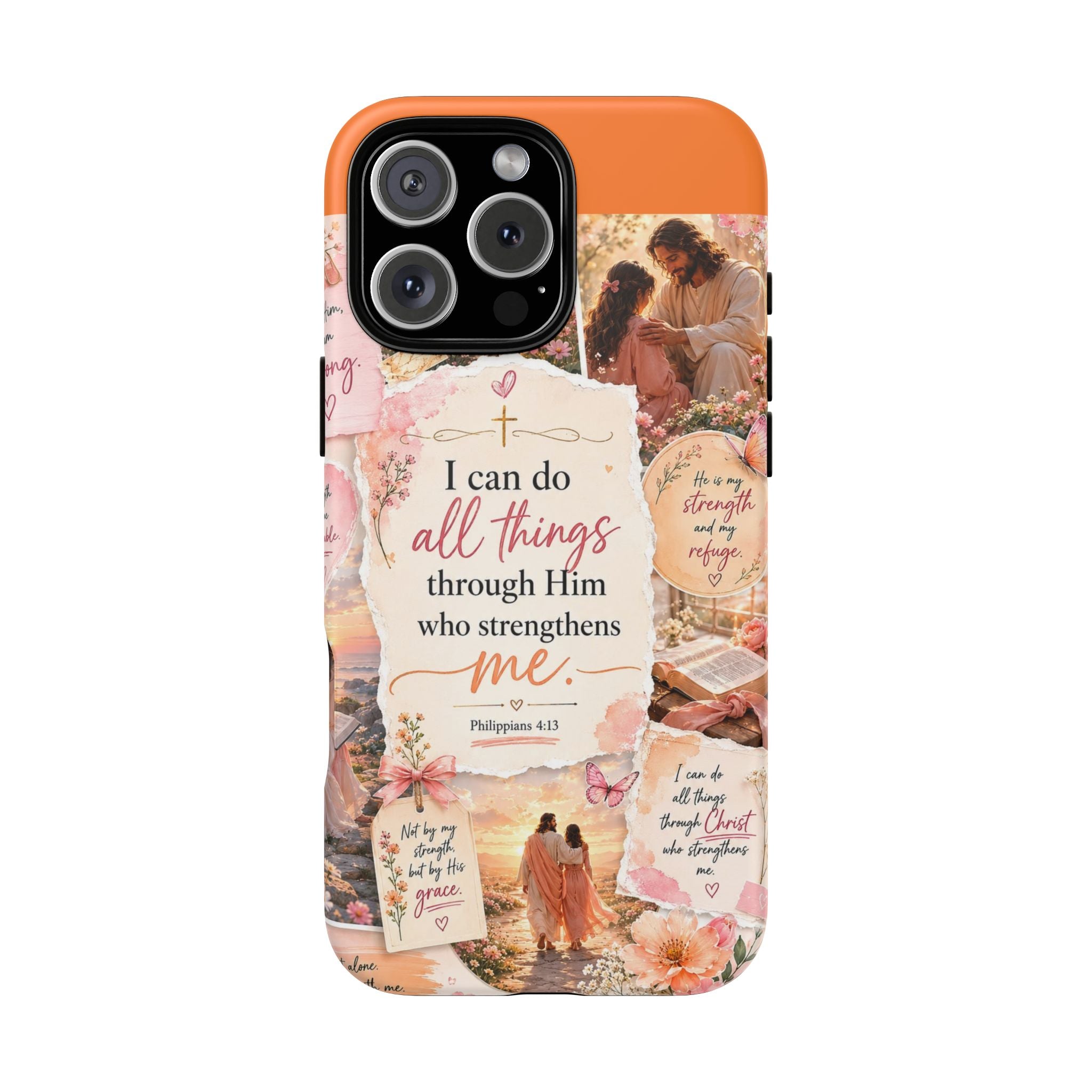 Christian Phone Case bible verses — "I Can Do All Things Through Him" Inspirational Scripture Design
