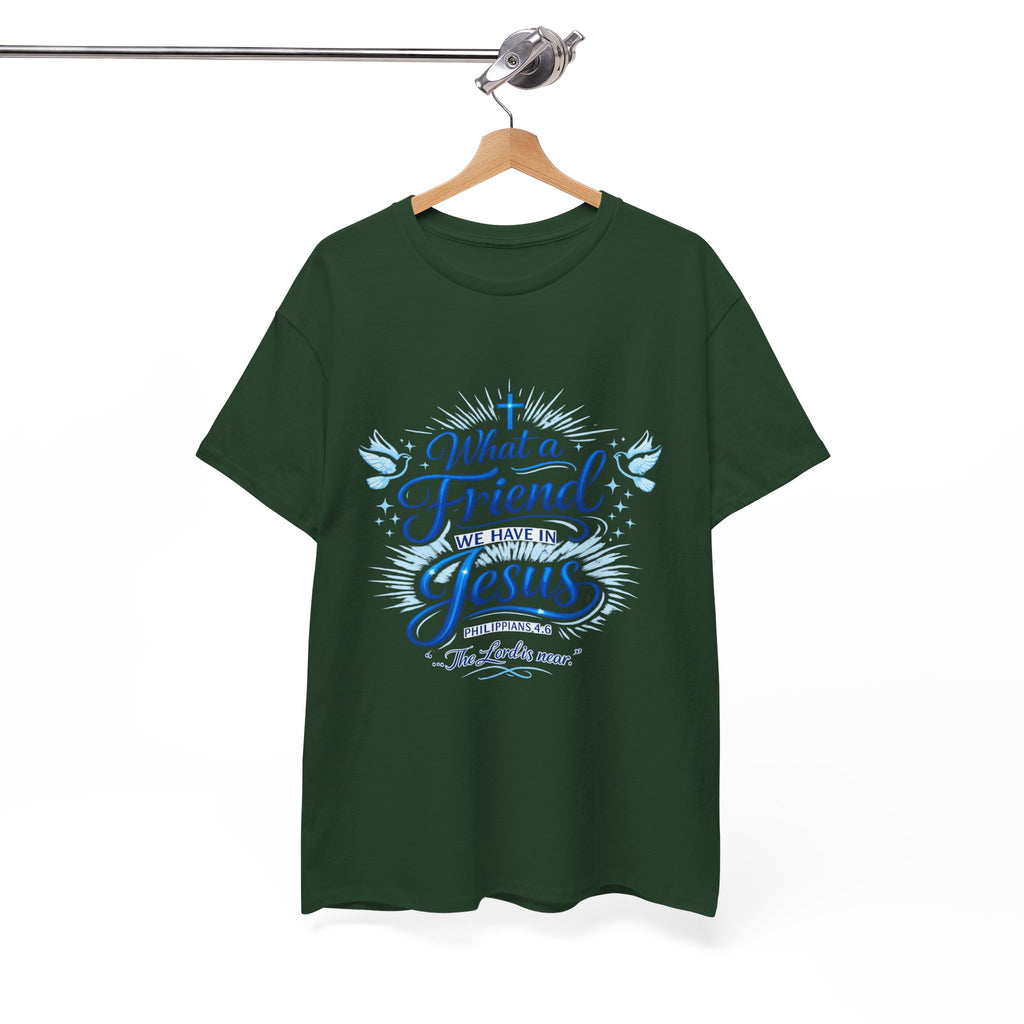 Christian Tee — “What a Friend We Have in Jesus” Inspirational Faith T-Shirt