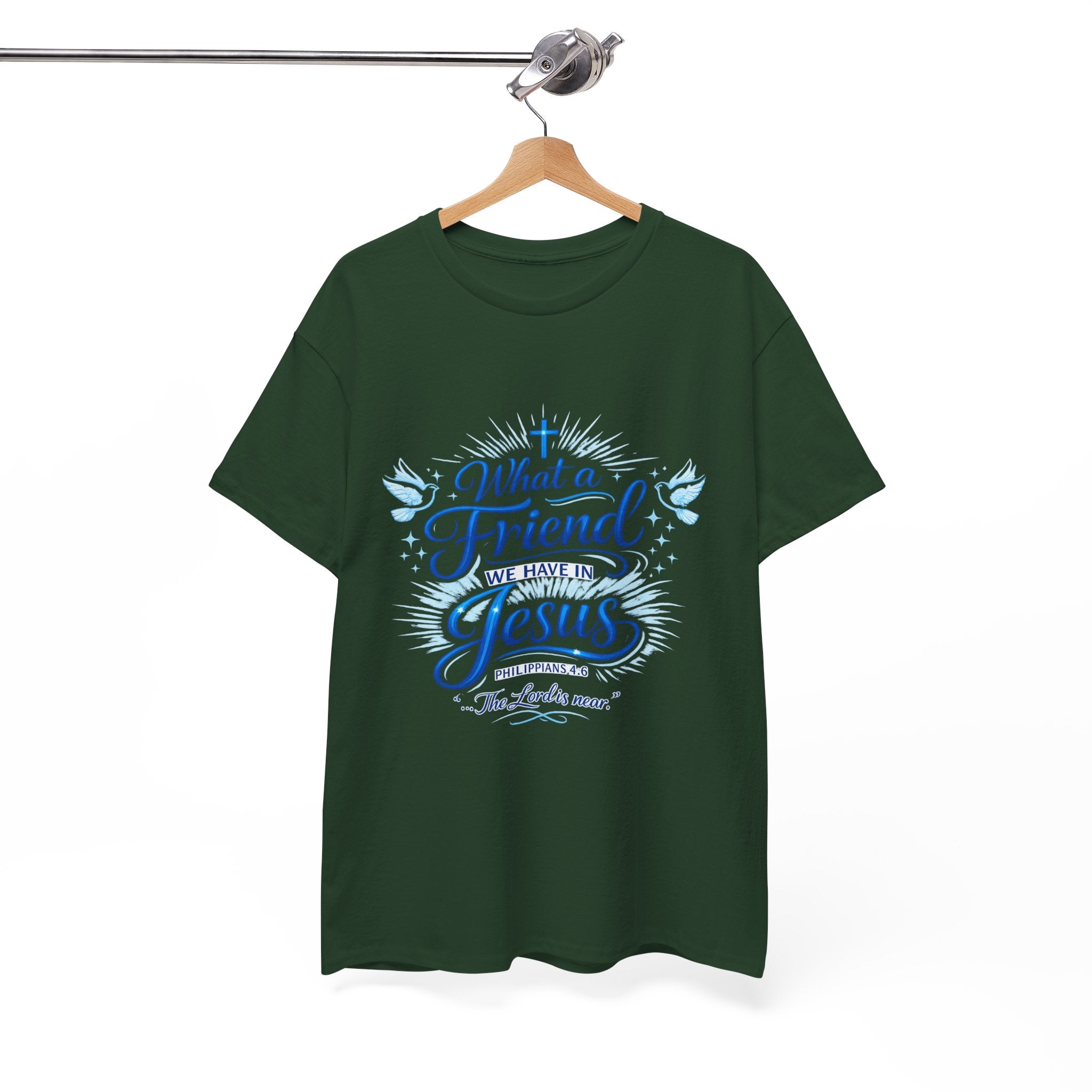 Christian Tee — “What a Friend We Have in Jesus” Inspirational Faith T-Shirt
