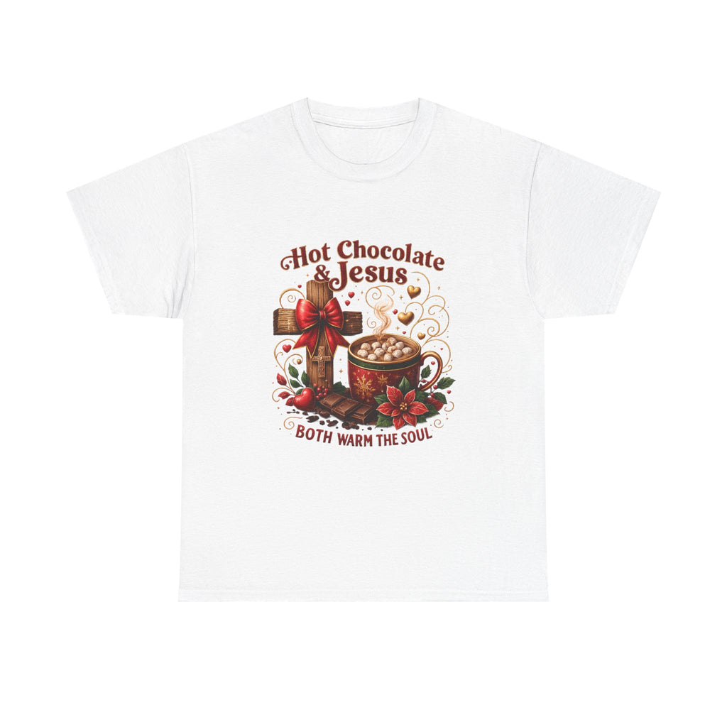 Christian T-Shirt — Hot Chocolate & Jesus "Both Warm the Soul" Christian Holiday Tee