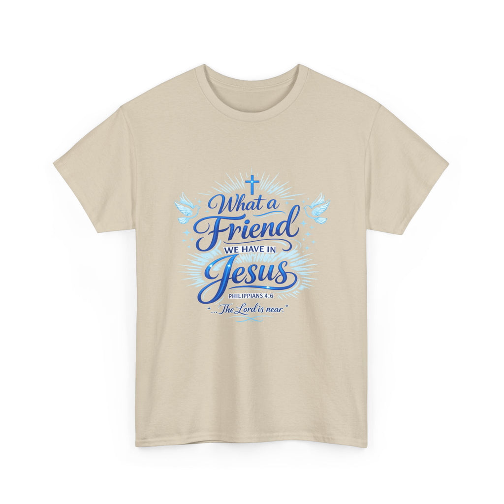 Christian Tee — “What a Friend We Have in Jesus” Inspirational Faith T-Shirt