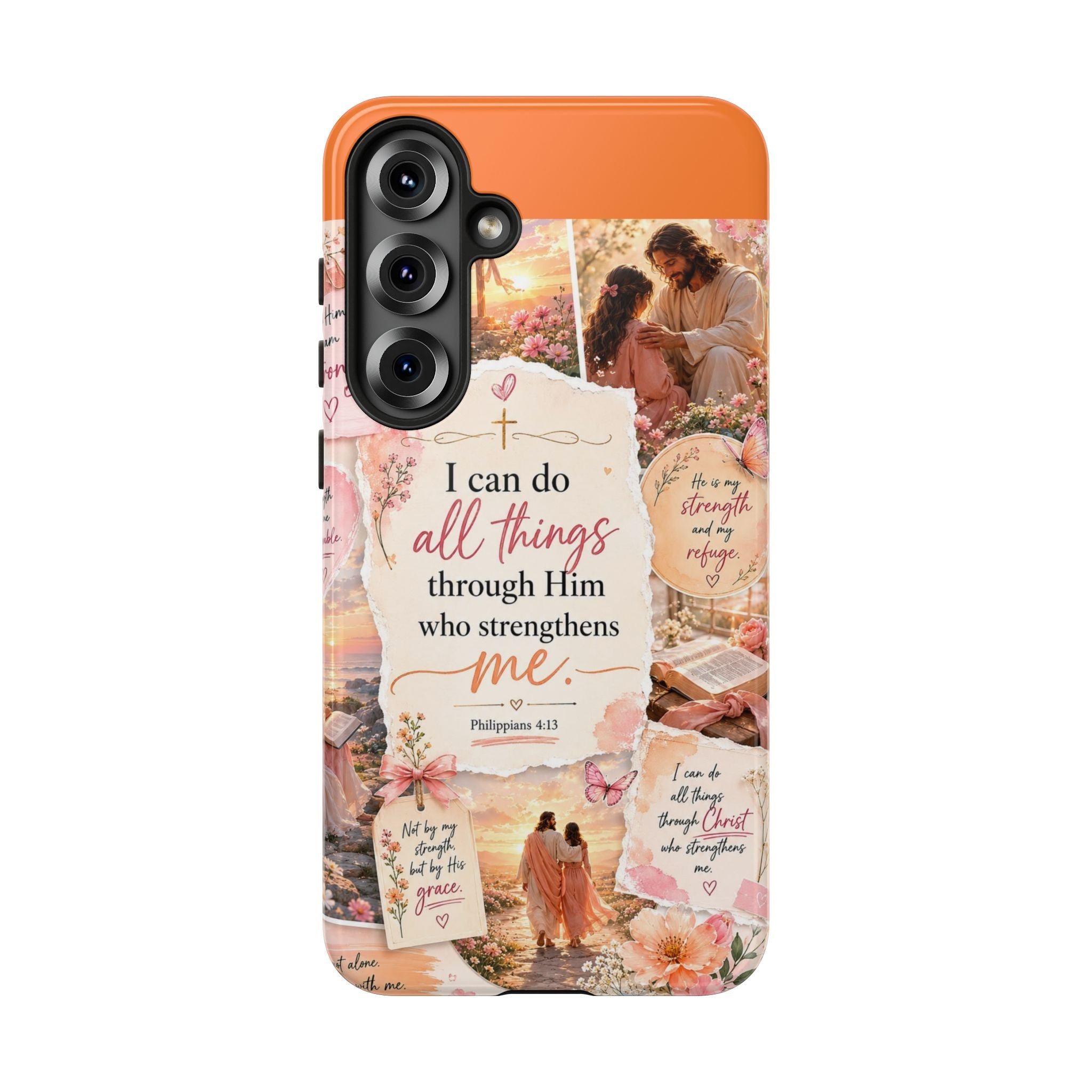 Christian Phone Case bible verses — "I Can Do All Things Through Him" Inspirational Scripture Design