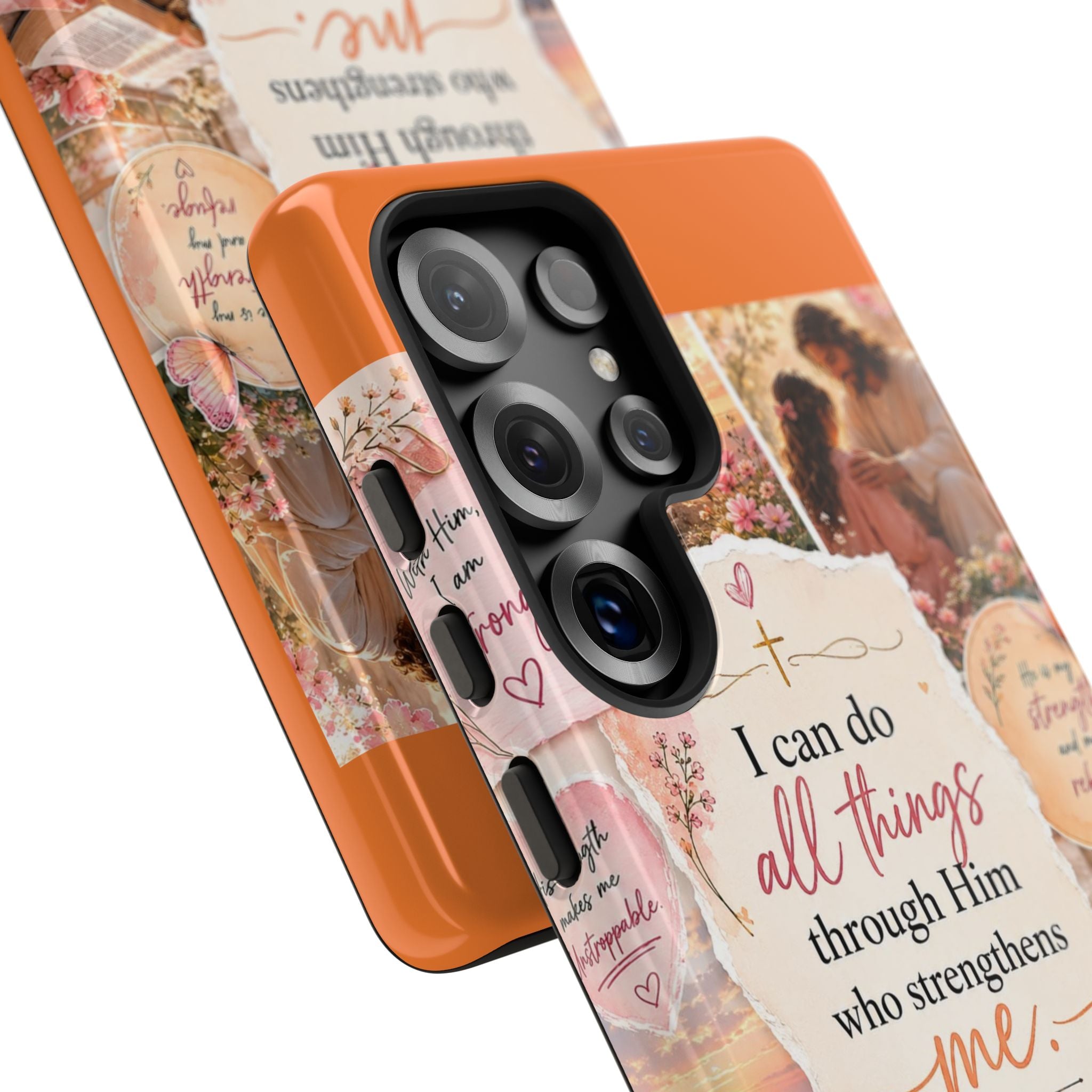 Christian Phone Case bible verses — "I Can Do All Things Through Him" Inspirational Scripture Design