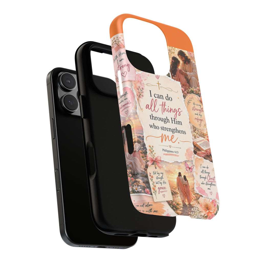 Christian Phone Case bible verses — "I Can Do All Things Through Him" Inspirational Scripture Design