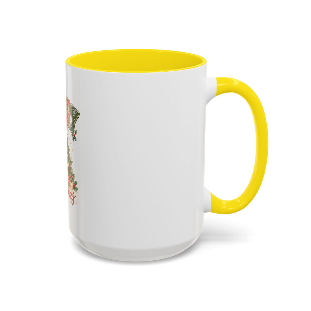 Merry Christmas Accent Coffee Mug – Festive Holiday Tree & Bow (11/15oz)