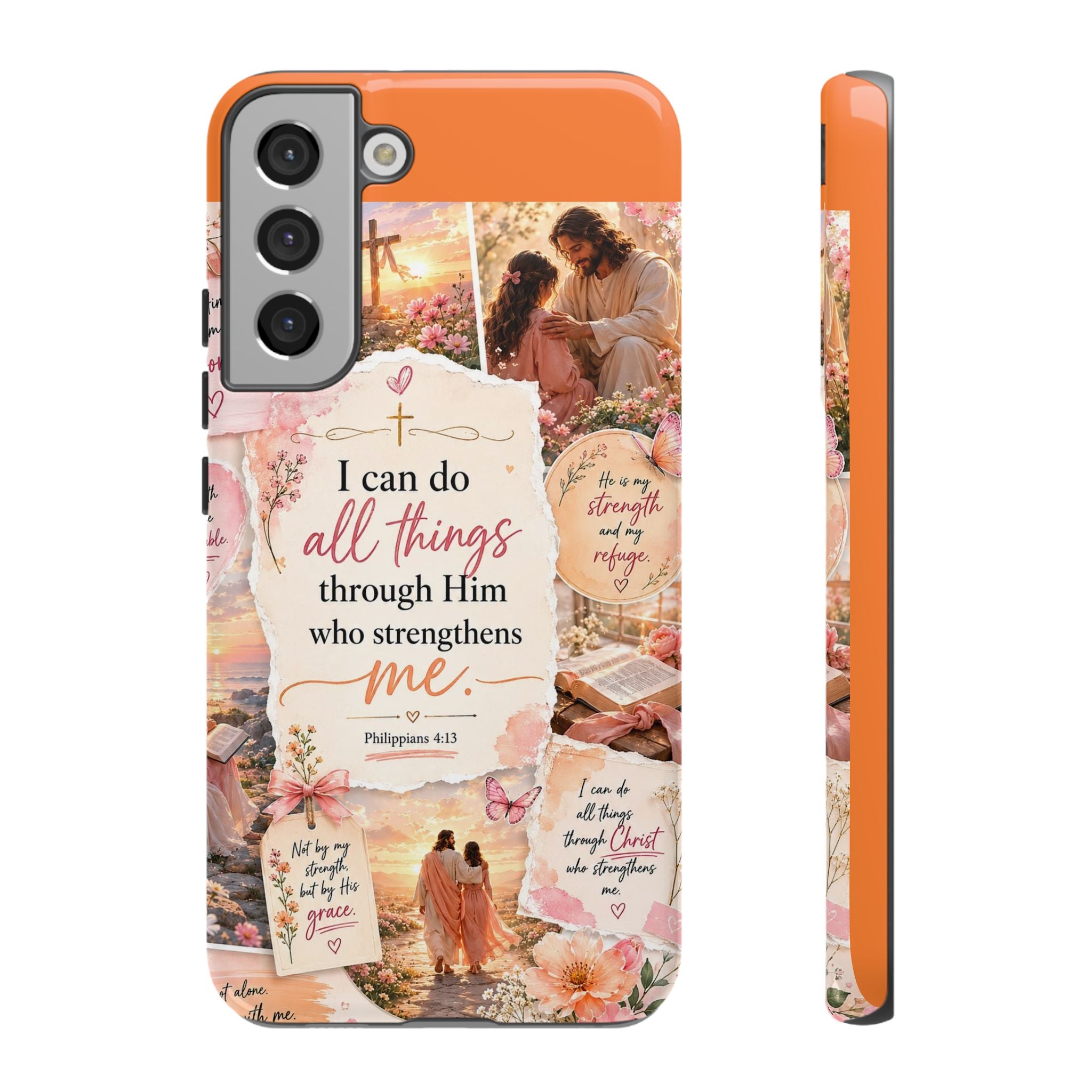 Christian Phone Case bible verses — "I Can Do All Things Through Him" Inspirational Scripture Design