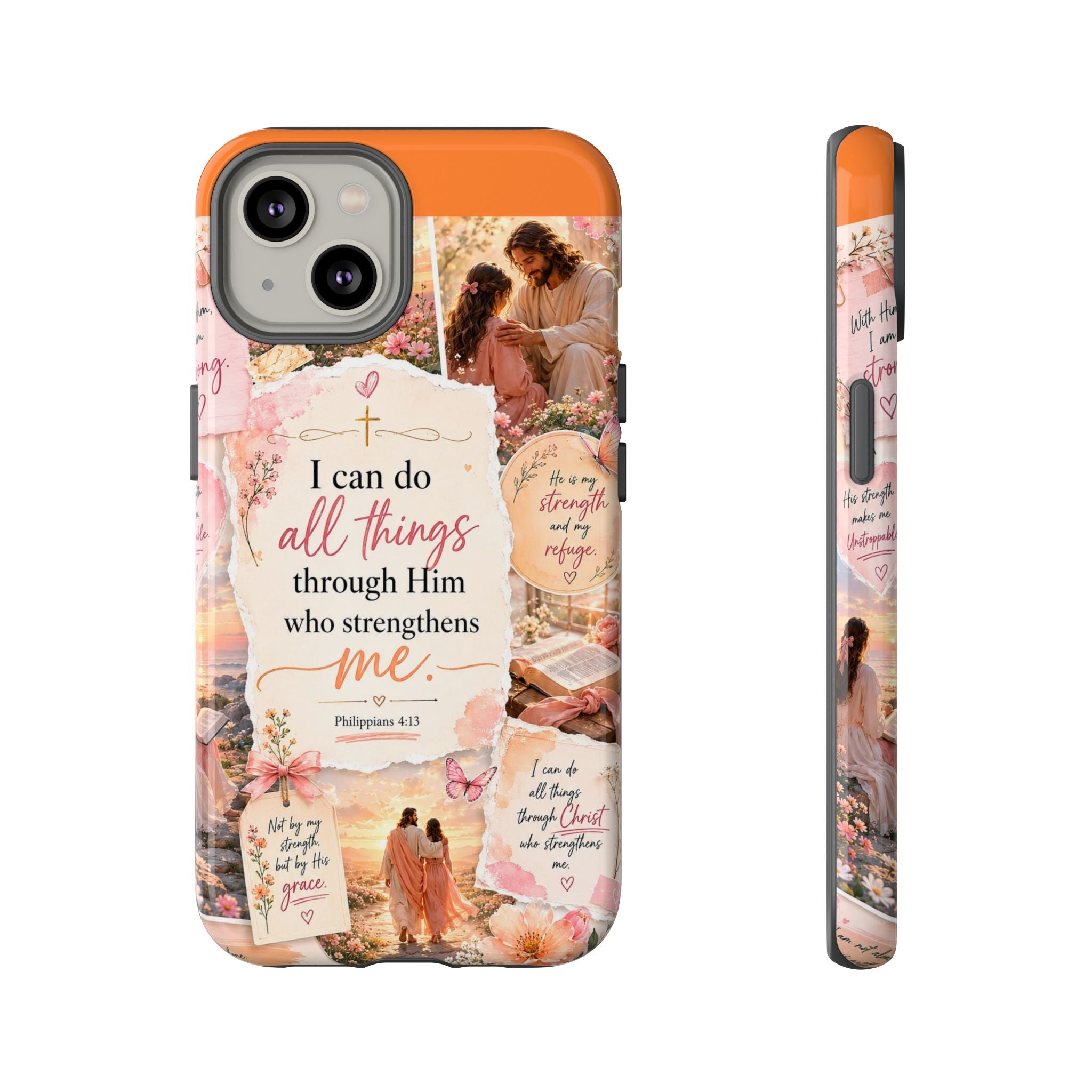 Christian Phone Case bible verses — "I Can Do All Things Through Him" Inspirational Scripture Design