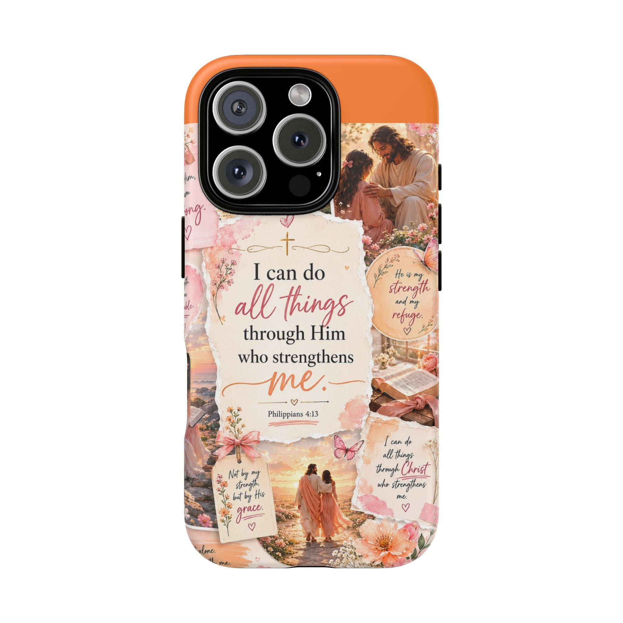 Christian Phone Case bible verses — "I Can Do All Things Through Him" Inspirational Scripture Design