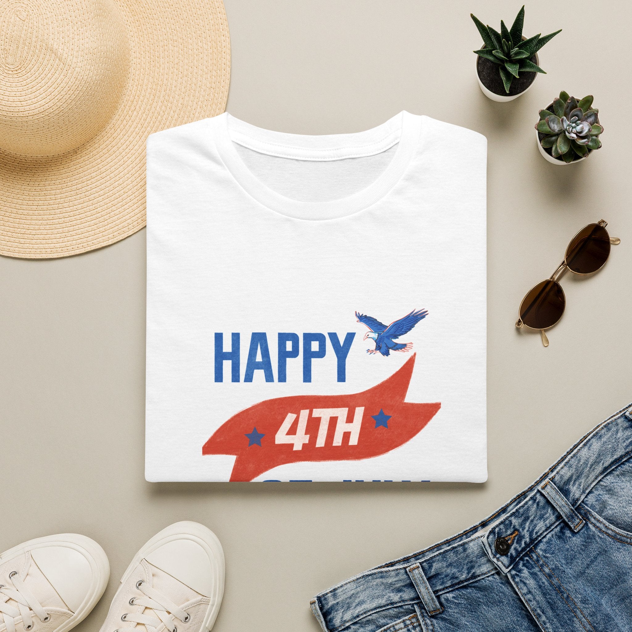 Happy 4th of July Eagle T-Shirt | Patriotic Fireworks Tee