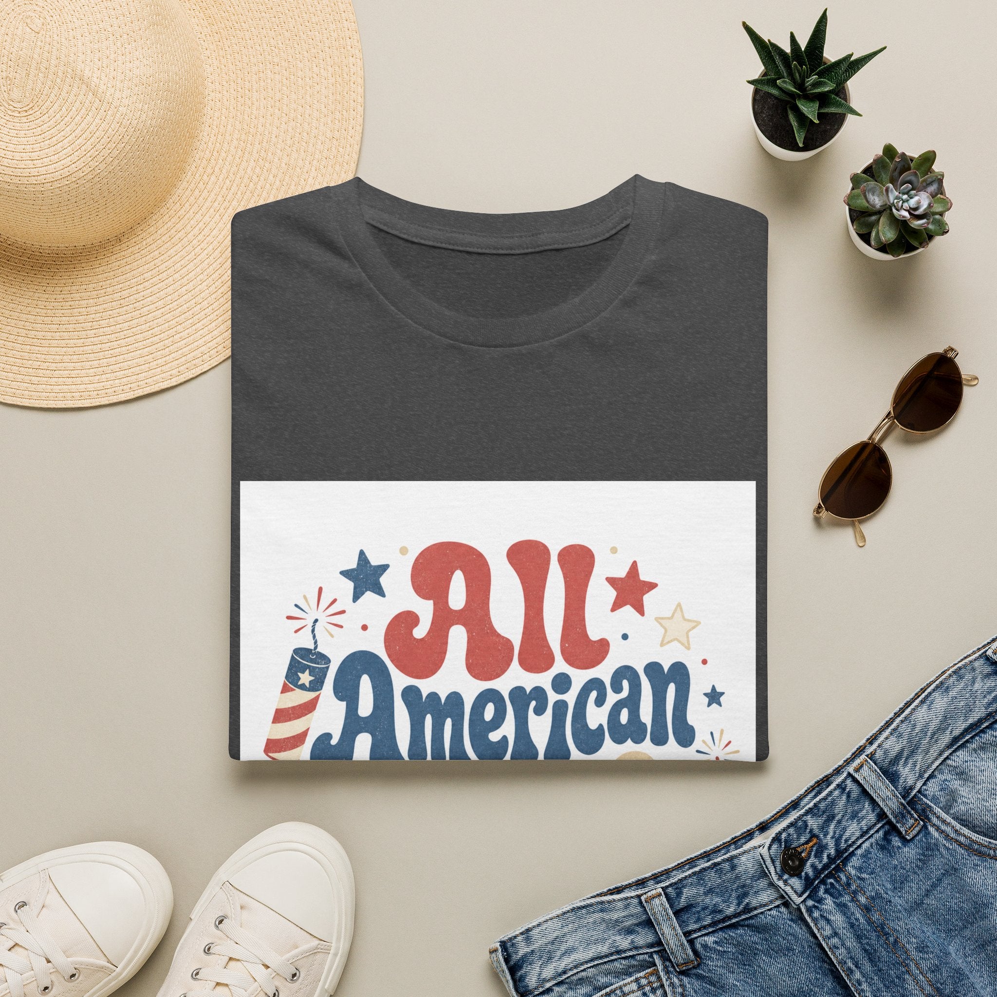 4th of July Tee  All American Tee — Retro Patriotic "All American Mama" Graphic T-Shirt