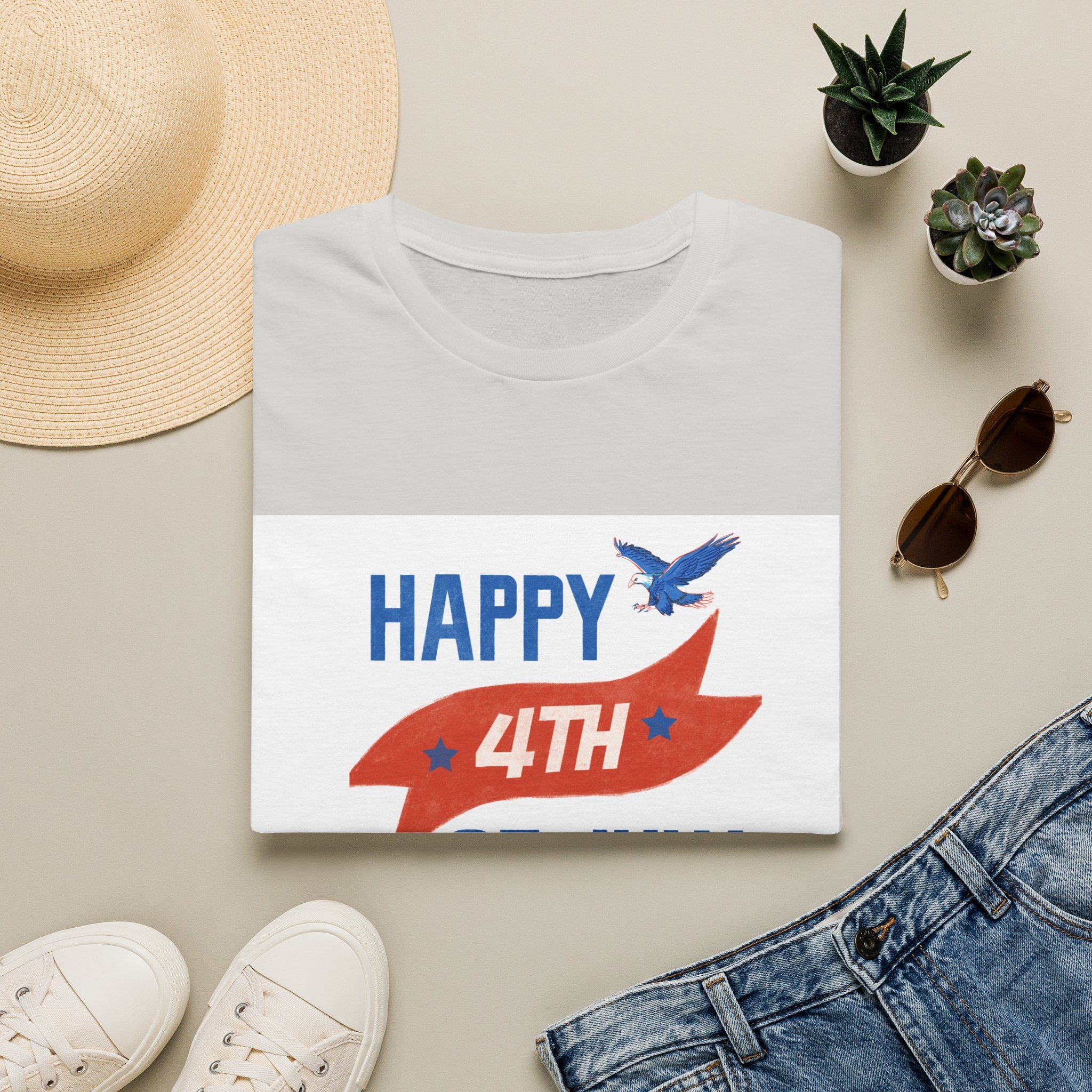 Happy 4th of July Eagle T-Shirt | Patriotic Fireworks Tee