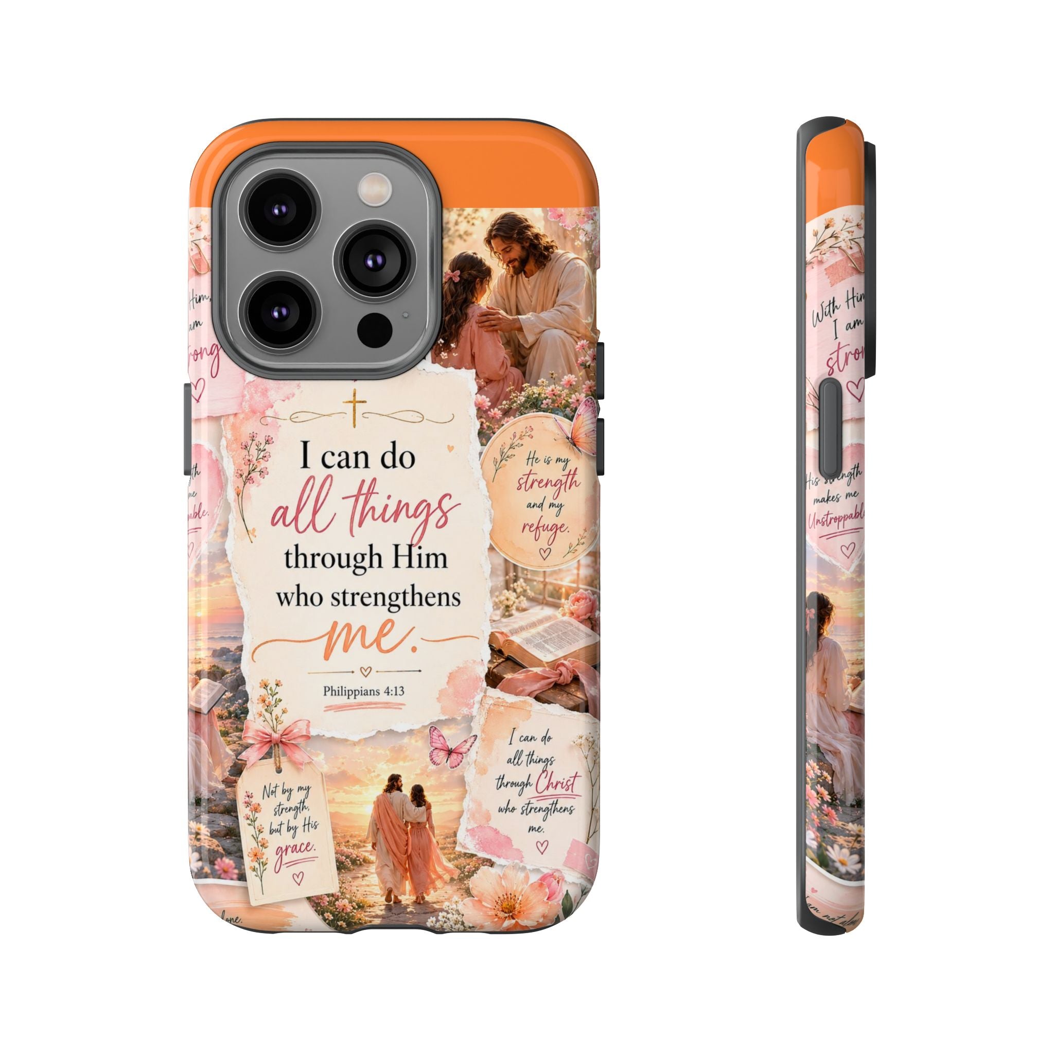 Christian Phone Case bible verses — "I Can Do All Things Through Him" Inspirational Scripture Design