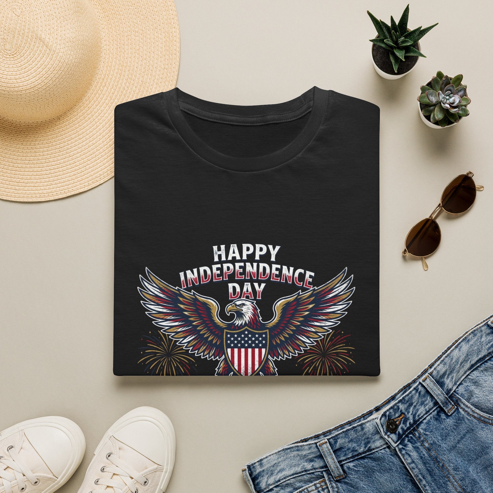 4th of July Independence Day Tee Eagle T-Shirt — "Happy Independence Day" USA Patriotic Tee