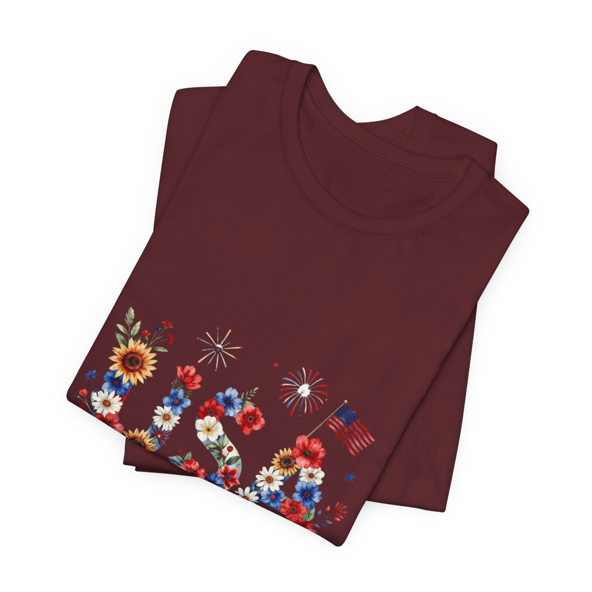4th of July Tee Shirt Floral 'Land of the Free' T-Shirt