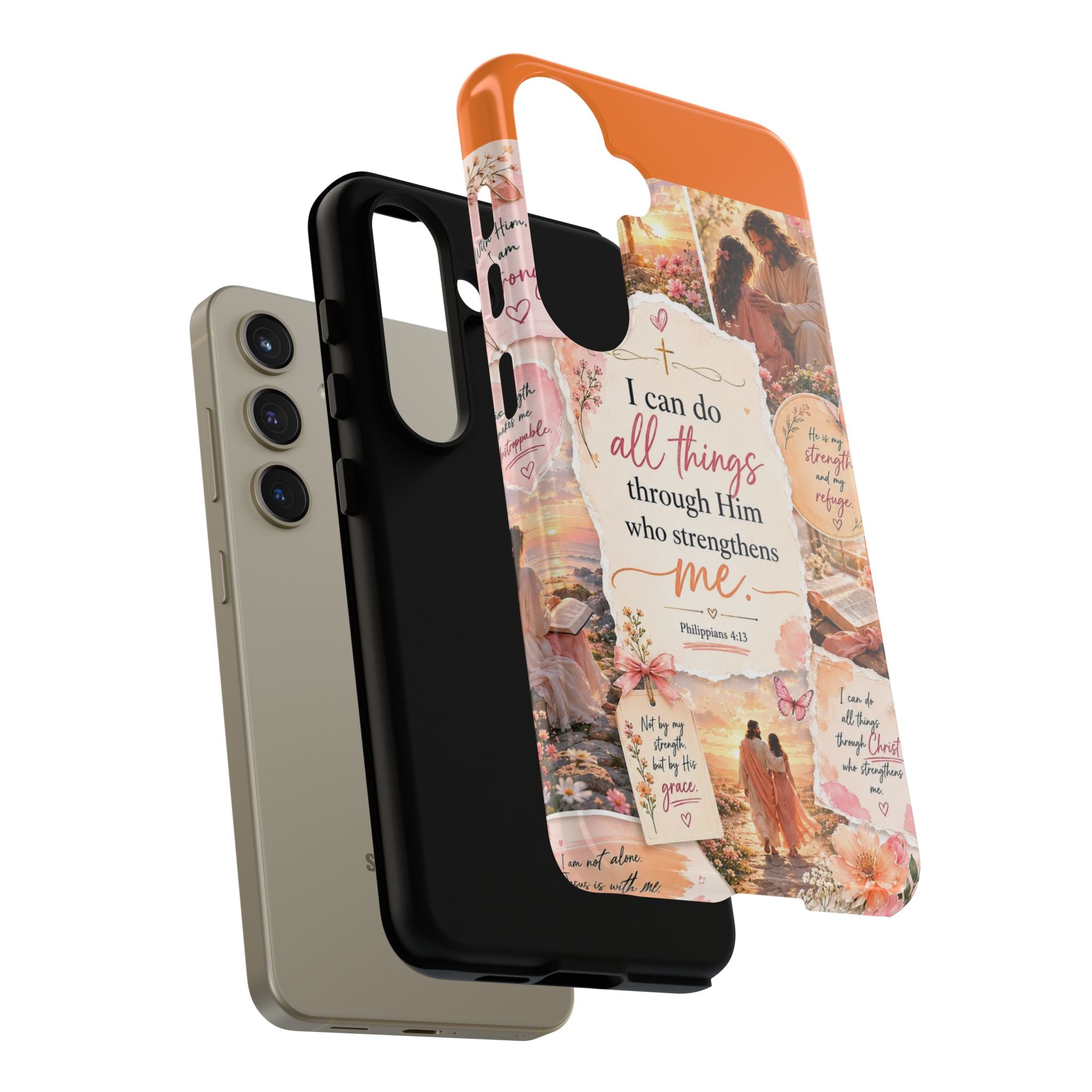 Christian Phone Case bible verses — "I Can Do All Things Through Him" Inspirational Scripture Design