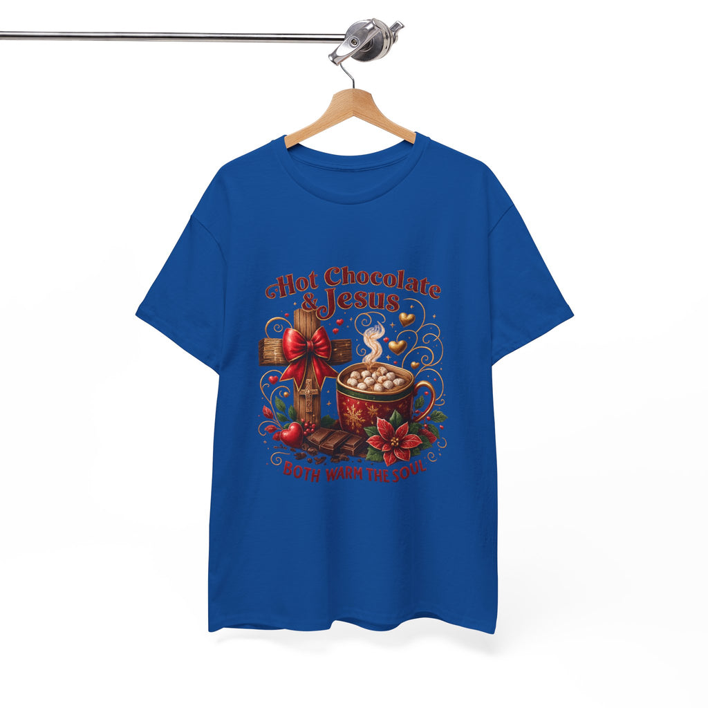 Christian T-Shirt — Hot Chocolate & Jesus "Both Warm the Soul" Christian Holiday Tee