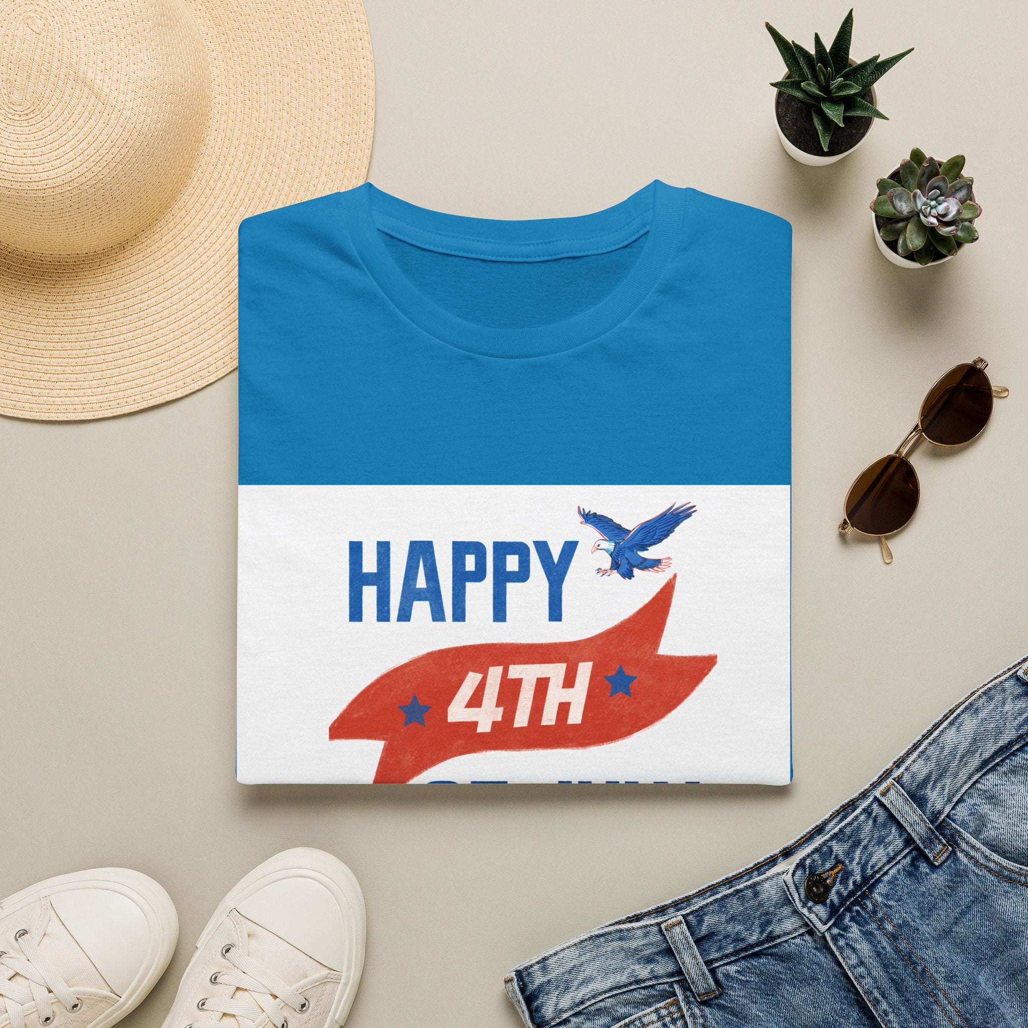 Happy 4th of July Eagle T-Shirt | Patriotic Fireworks Tee