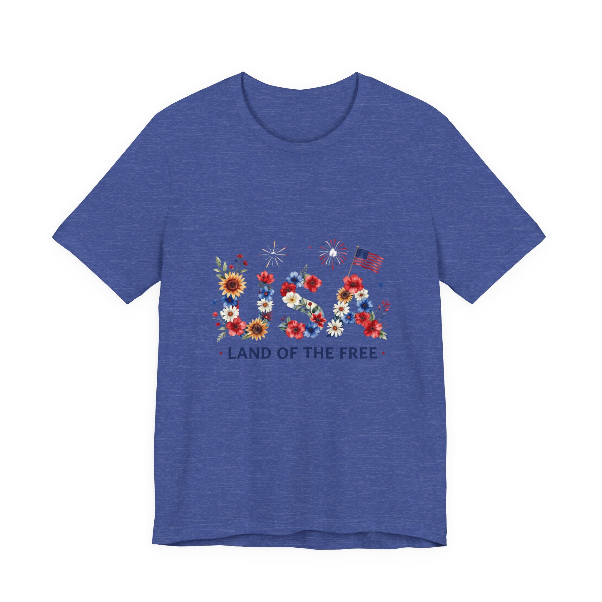 4th of July Tee Shirt Floral 'Land of the Free' T-Shirt
