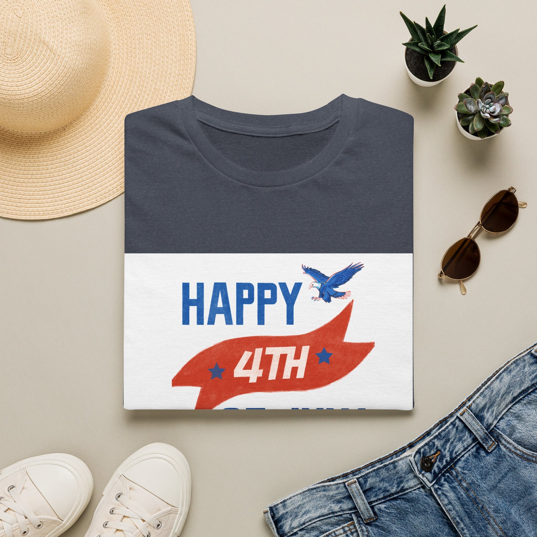 Happy 4th of July Eagle T-Shirt | Patriotic Fireworks Tee