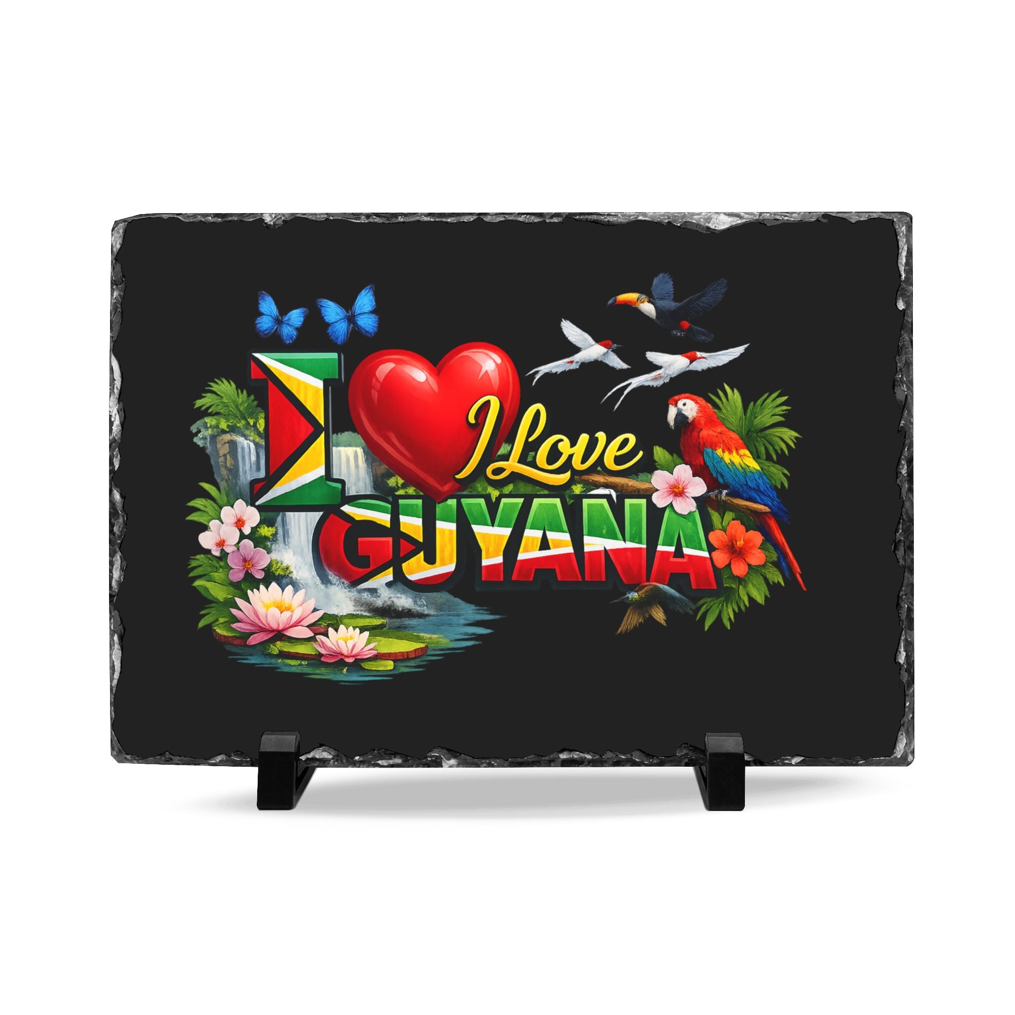 I Love Guyana Slate Desk Plaque — Decorative Guyana Souvenir Gift