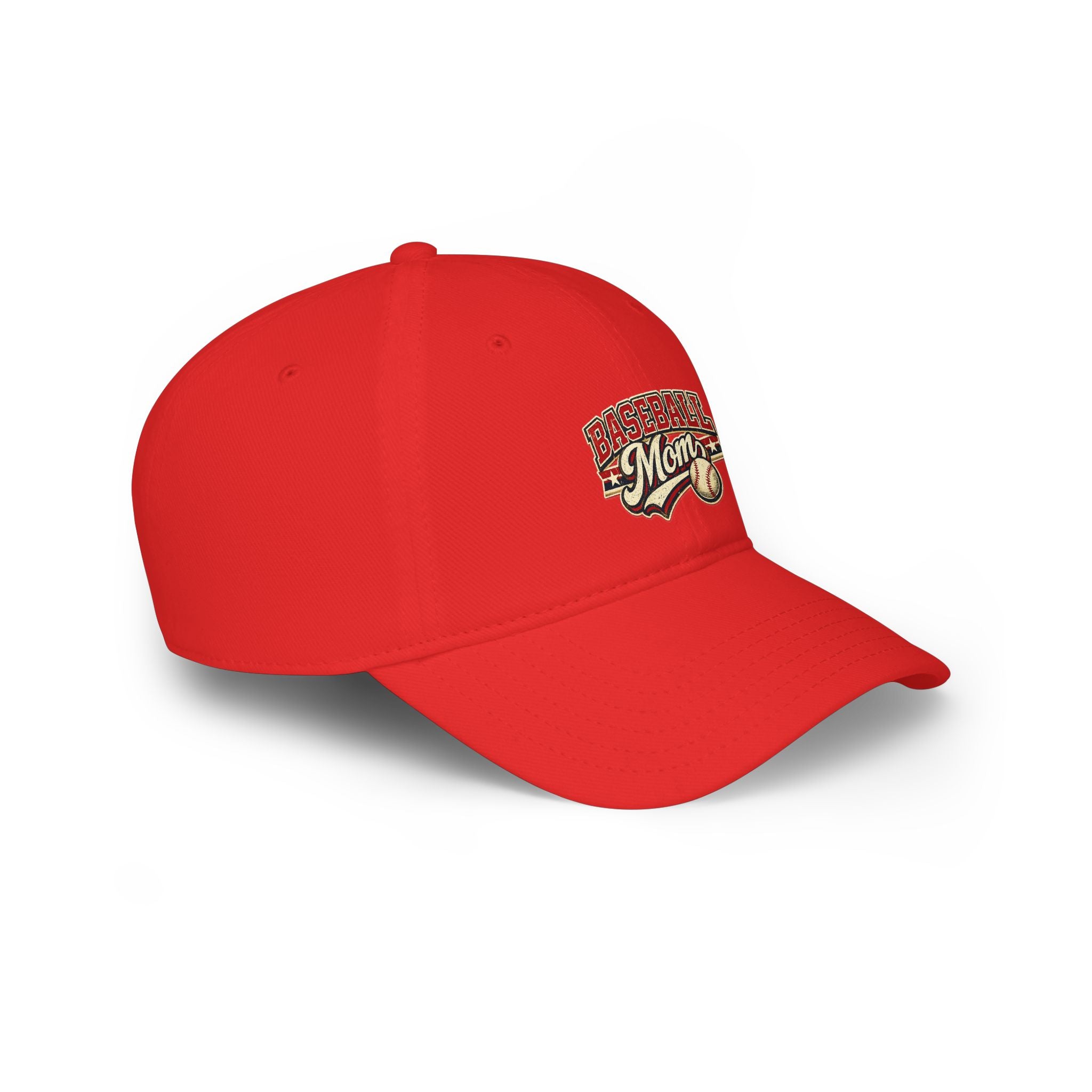 Baseball Mom hat – Low Profile Red Baseball Hat with 'Baseball Mom' Retro Logo