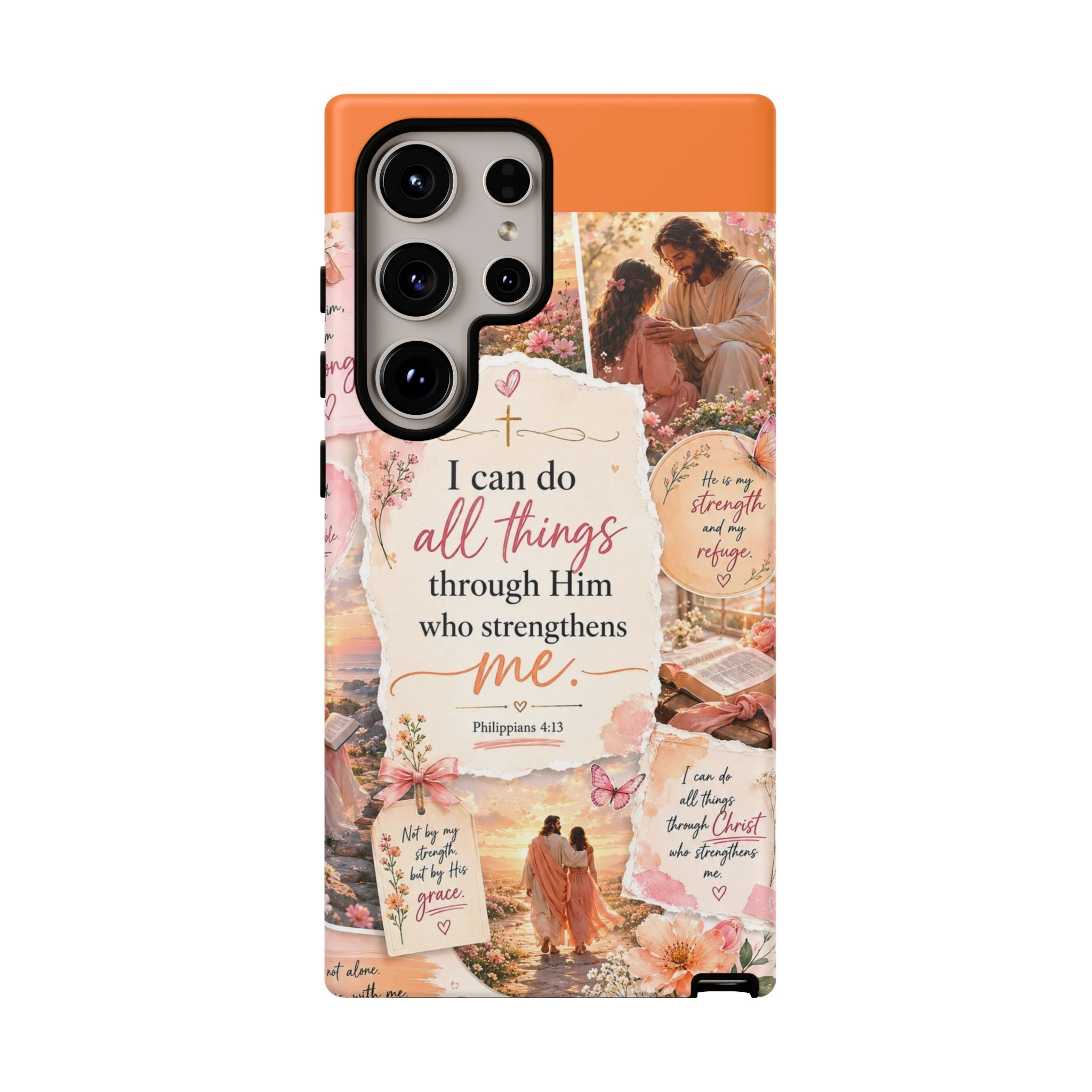 Christian Phone Case bible verses — "I Can Do All Things Through Him" Inspirational Scripture Design