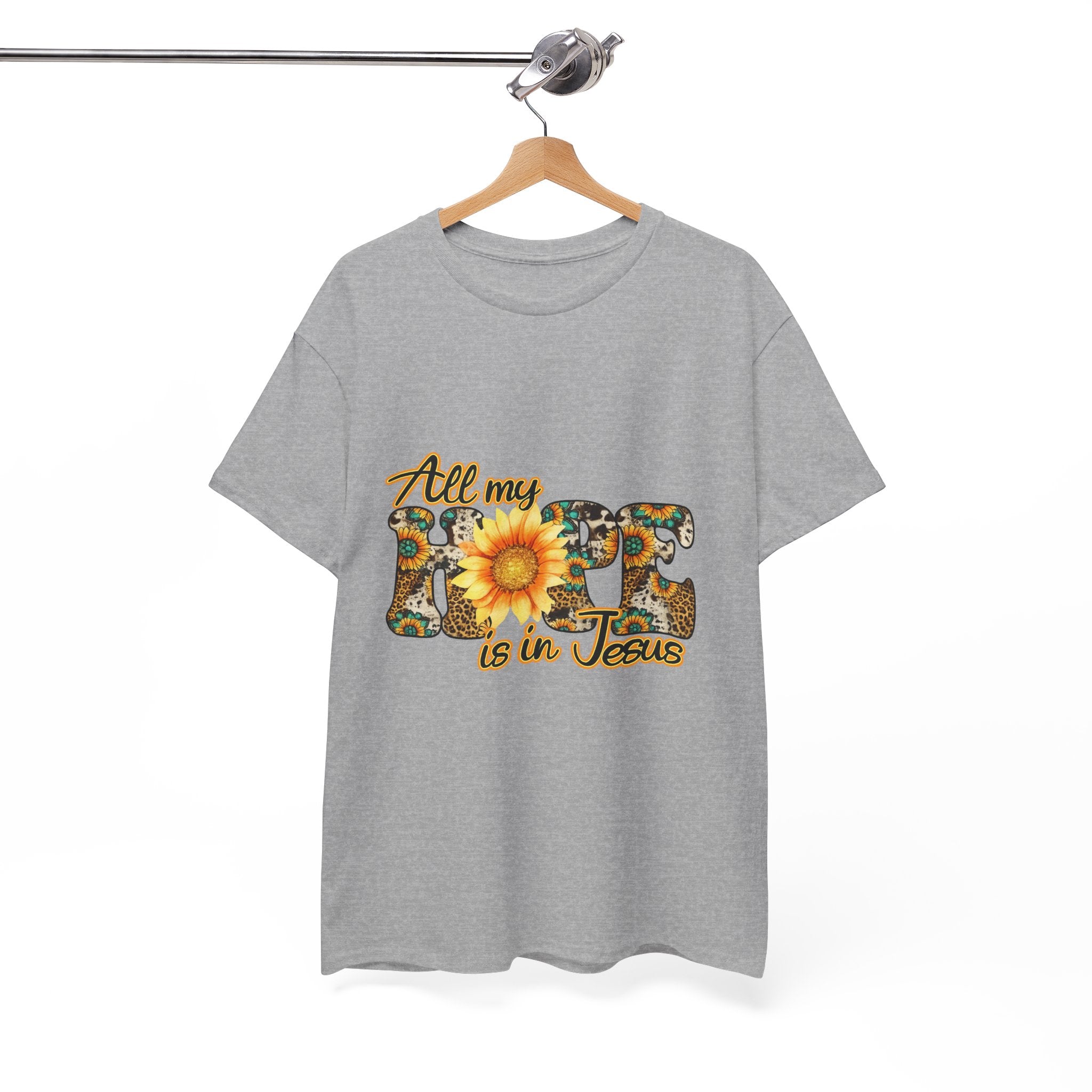 Faith Sunflower Tee - "All My Hope Is in Jesus" Christian T-Shirt