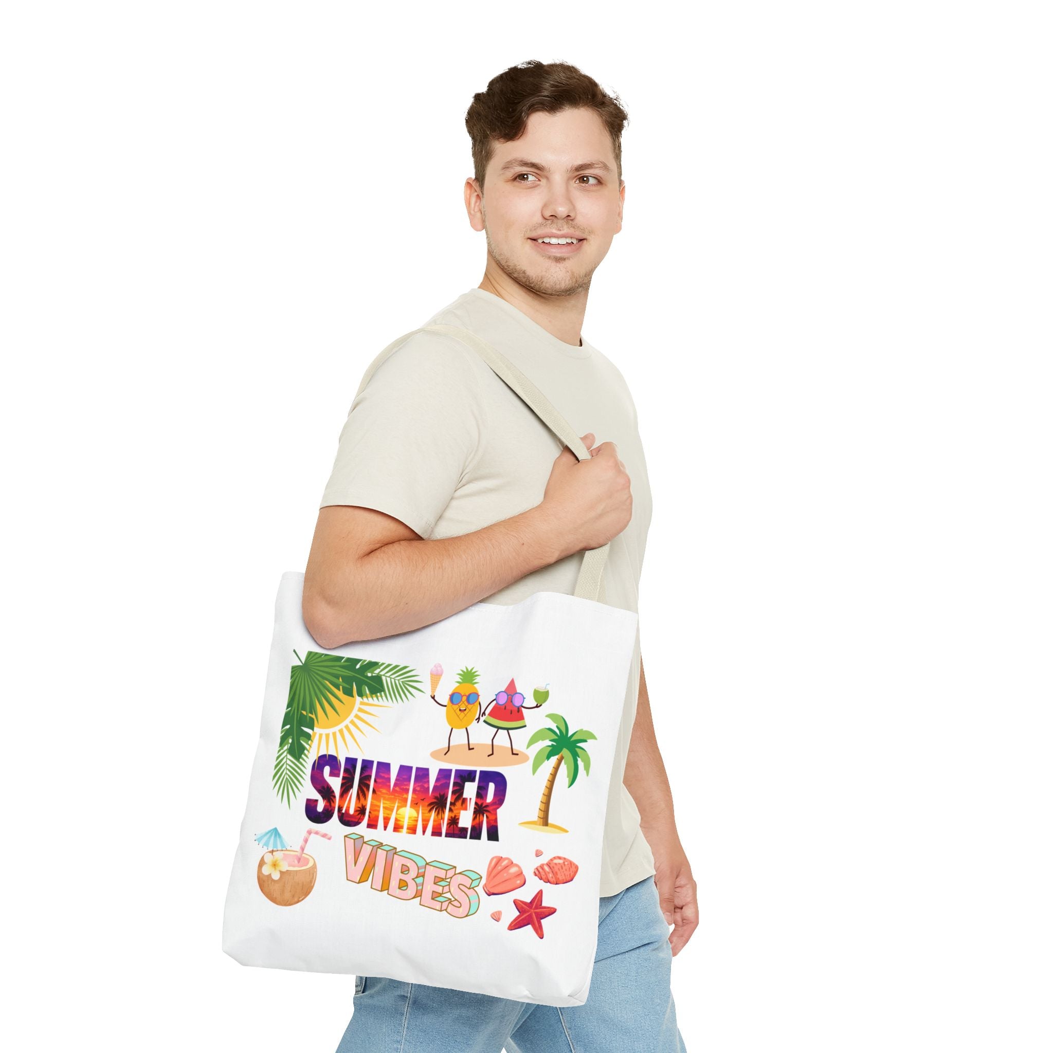 Summer Vibes Tote Bag — Pink Beach Holiday Grocery & Pool Tote