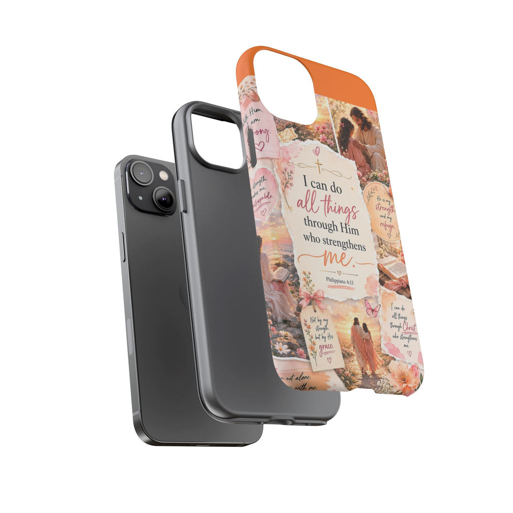 Christian Phone Case bible verses — "I Can Do All Things Through Him" Inspirational Scripture Design