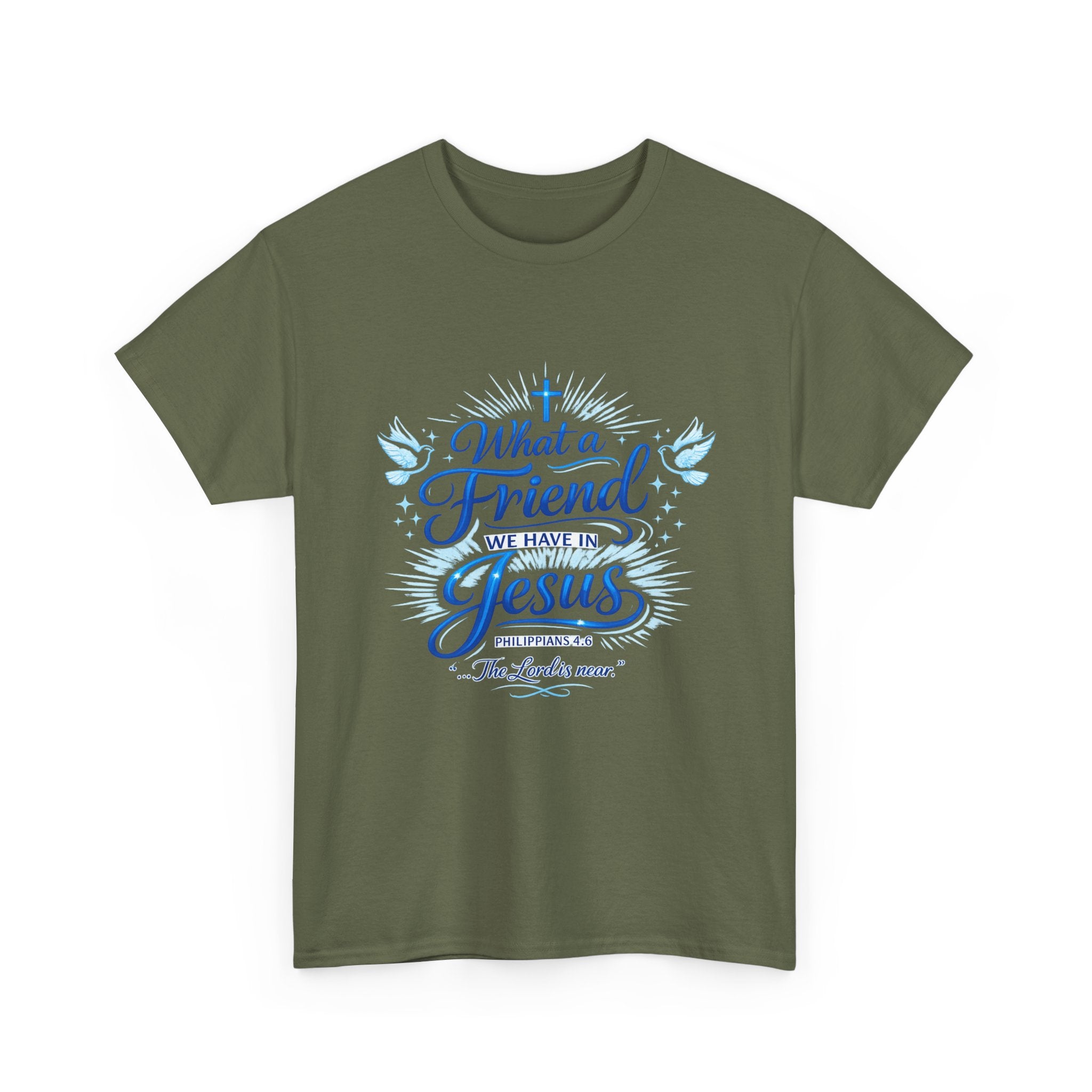 Christian Tee — “What a Friend We Have in Jesus” Inspirational Faith T-Shirt