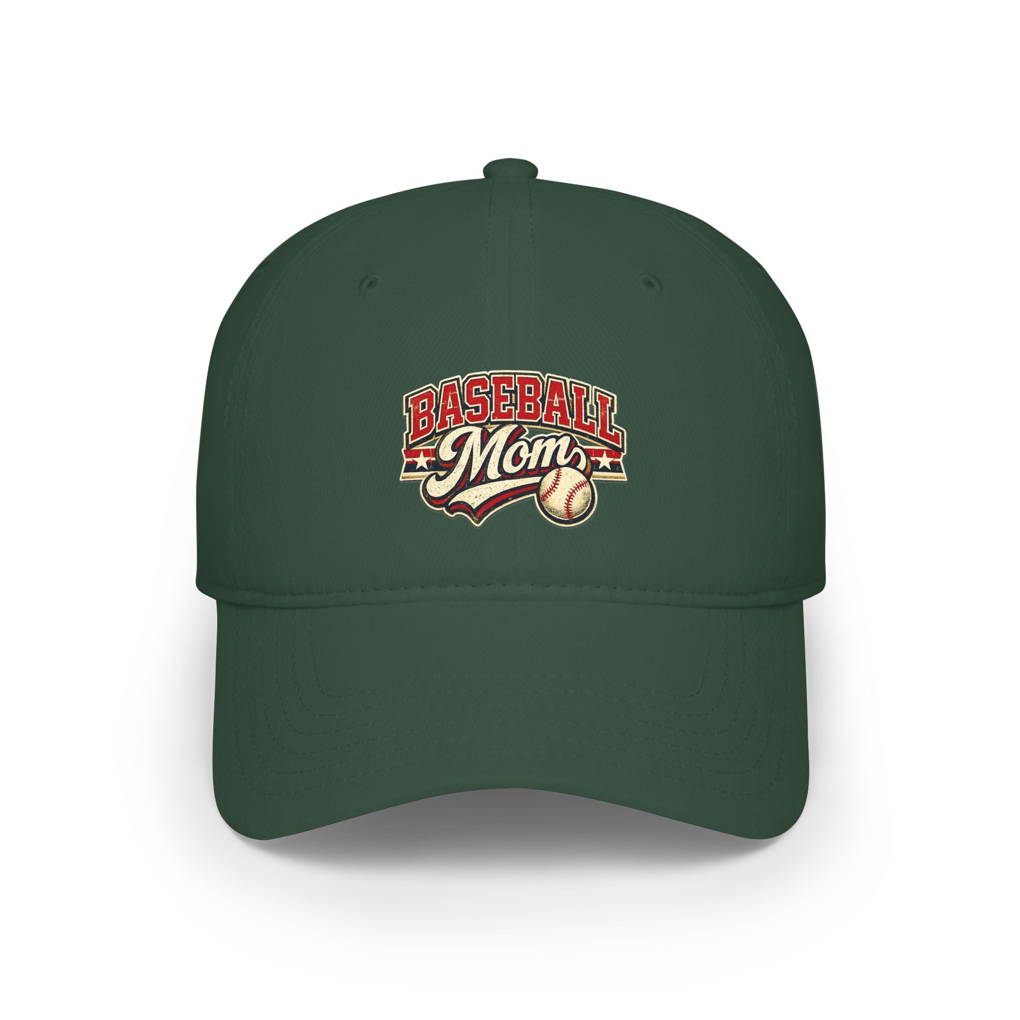 Baseball Mom hat – Low Profile Red Baseball Hat with 'Baseball Mom' Retro Logo