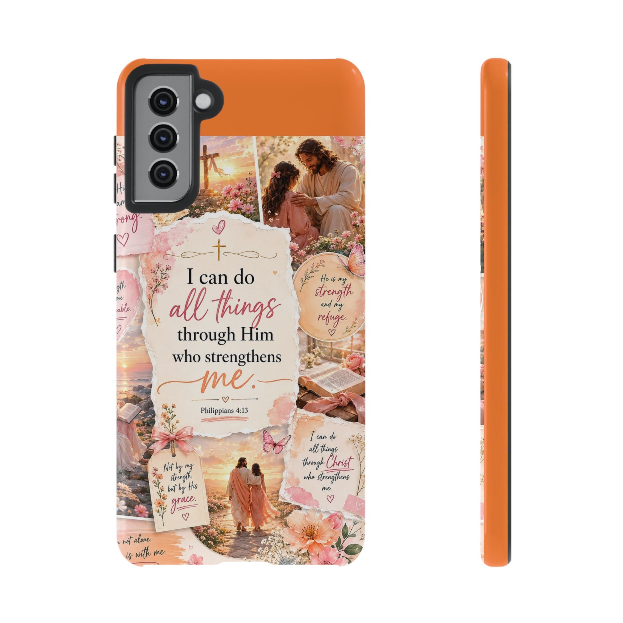 Christian Phone Case bible verses — "I Can Do All Things Through Him" Inspirational Scripture Design