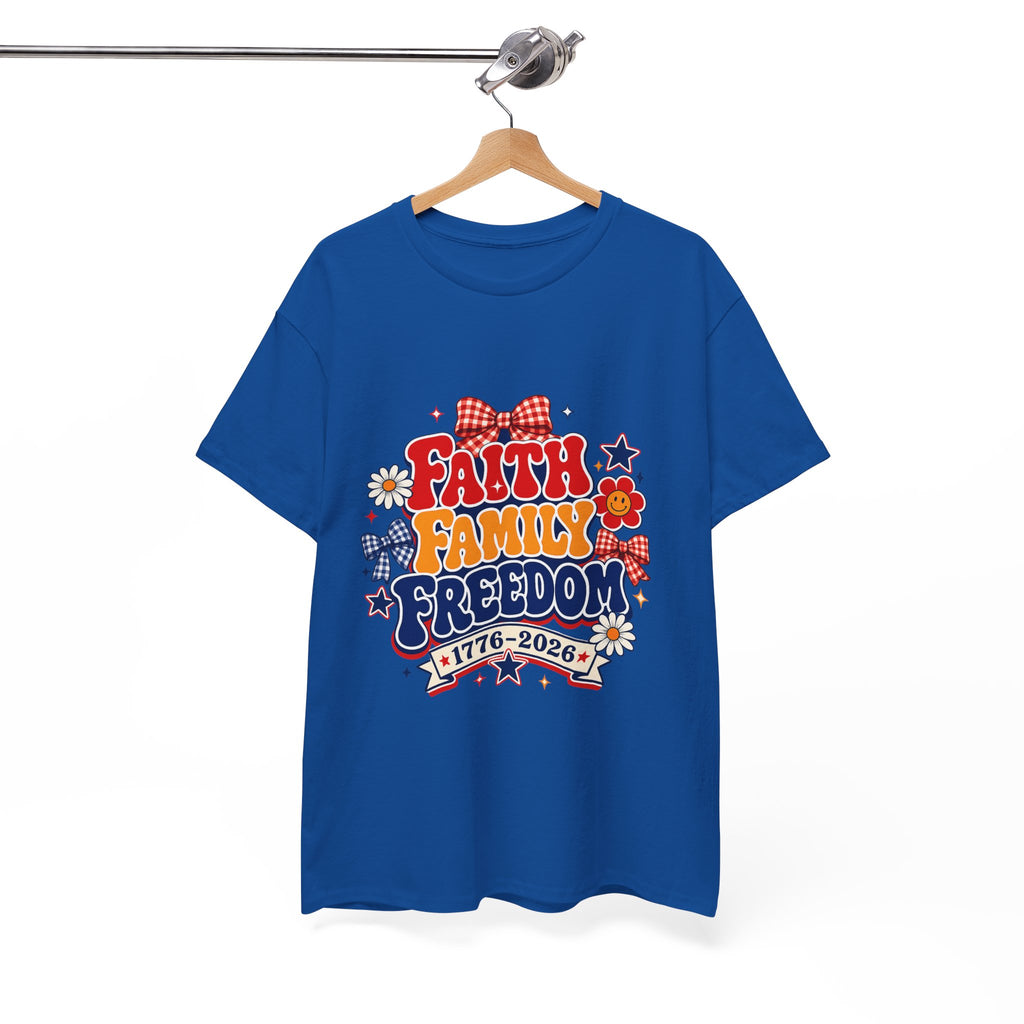 Fourth of July t-shirts - Faith Family Freedom 1776-2026 Patriotic T-Shirt — 4th of July Americana Tee