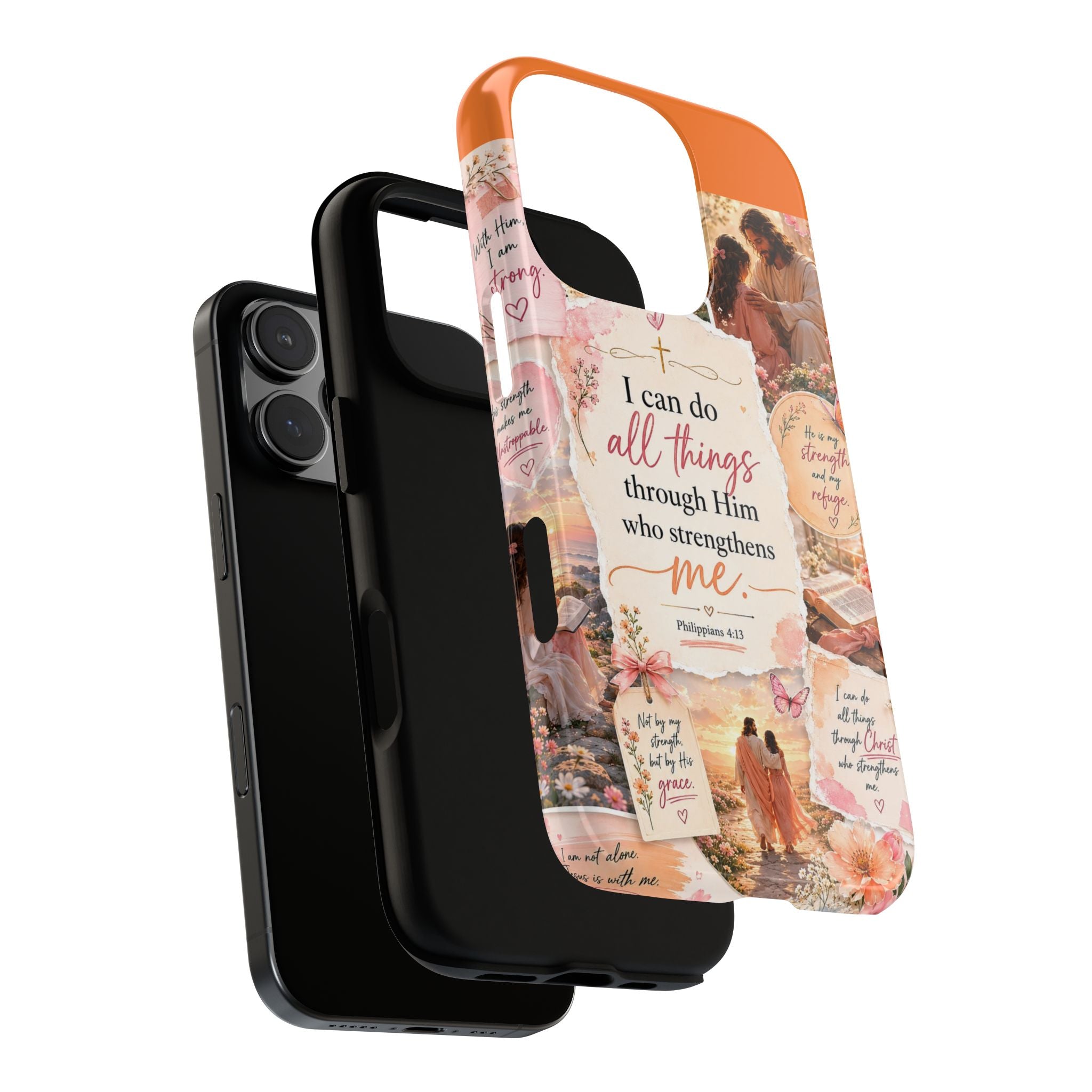 Christian Phone Case bible verses — "I Can Do All Things Through Him" Inspirational Scripture Design