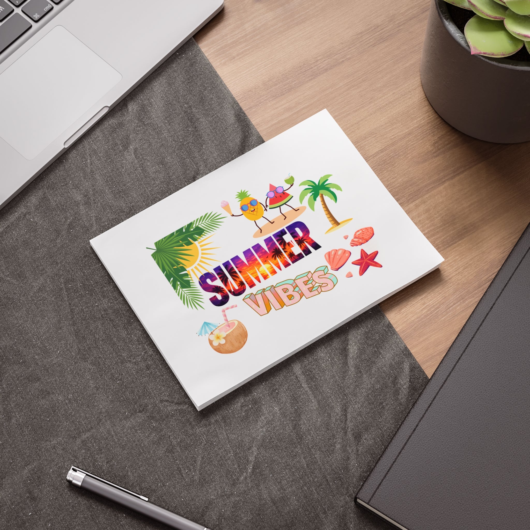 Summer Vibes Post-it Note Pad — Tropical Sticky Notes for Beach Lovers