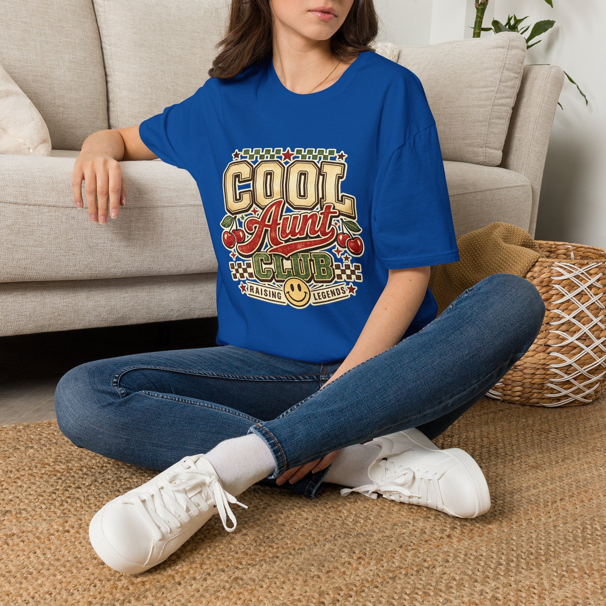 Cherries Pop T-Shirt Aunt Club Vintage Cherry Graphic Tee for Fun-Loving Aunts