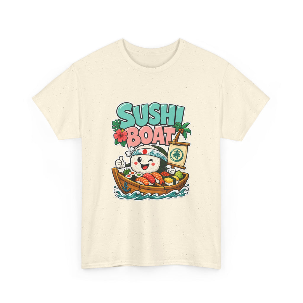 Sushi Boat Graphic Tee — Cute Kawaii Sushi Cat on Boat T-Shirt