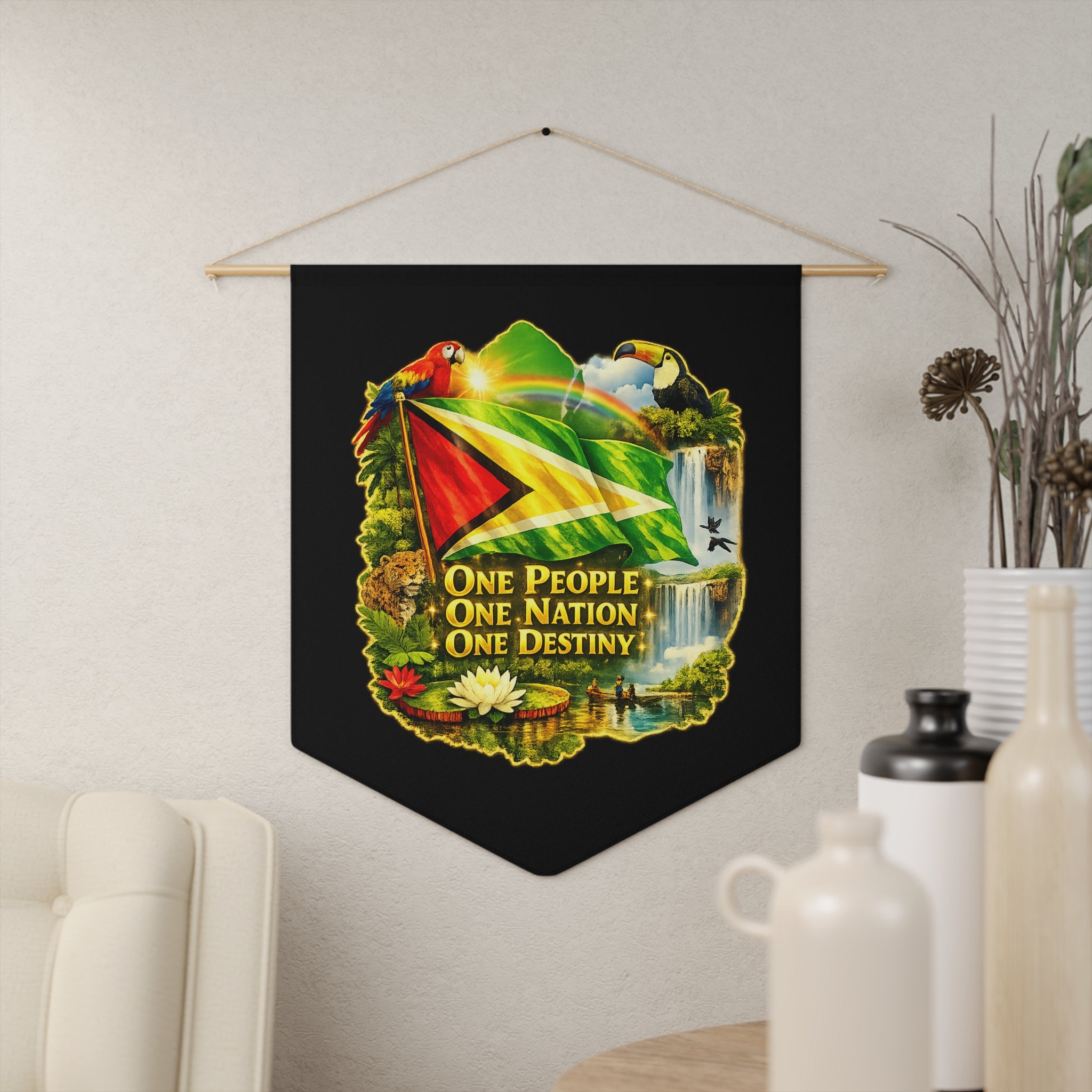 Wall decor Pennant - "One People, One Nation, One Destiny" Wall Banner