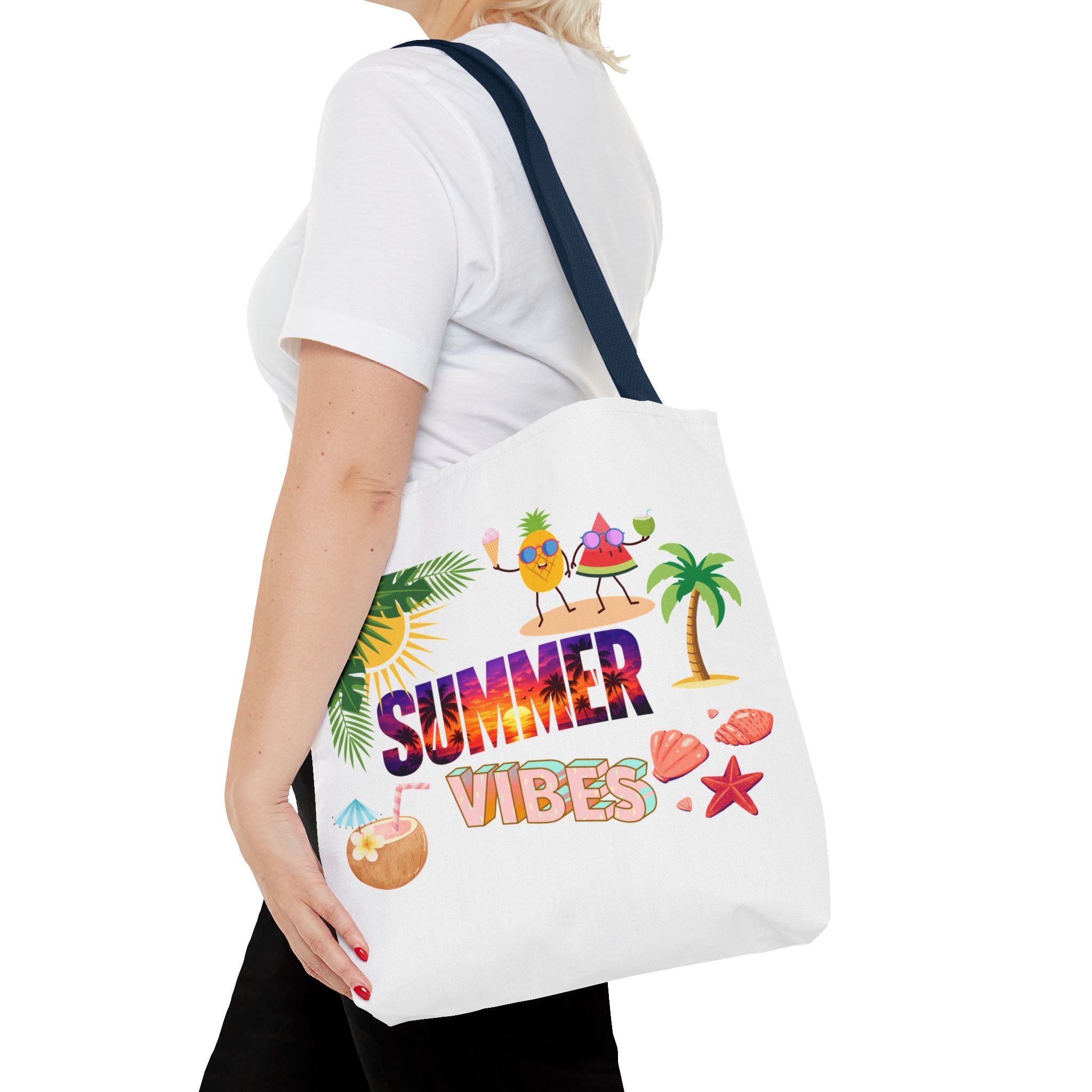 Summer Vibes Tote Bag — Pink Beach Holiday Grocery & Pool Tote