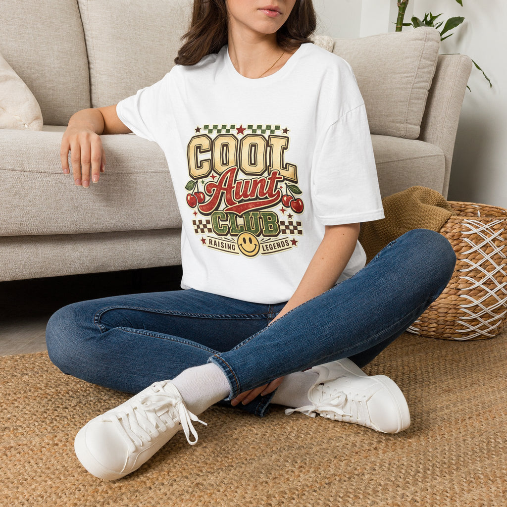 Cherries Pop T-Shirt Aunt Club Vintage Cherry Graphic Tee for Fun-Loving Aunts