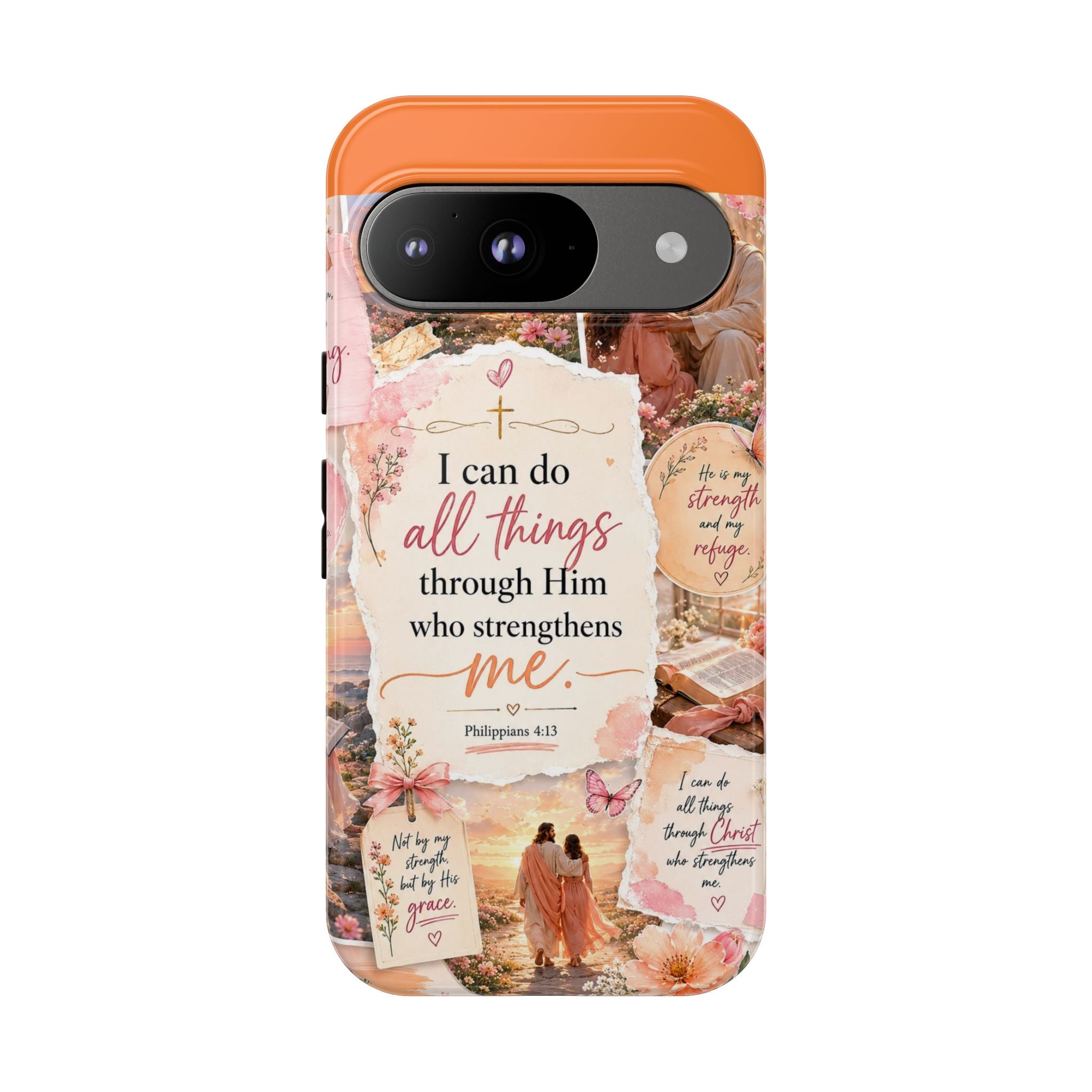 Christian Phone Case bible verses — "I Can Do All Things Through Him" Inspirational Scripture Design