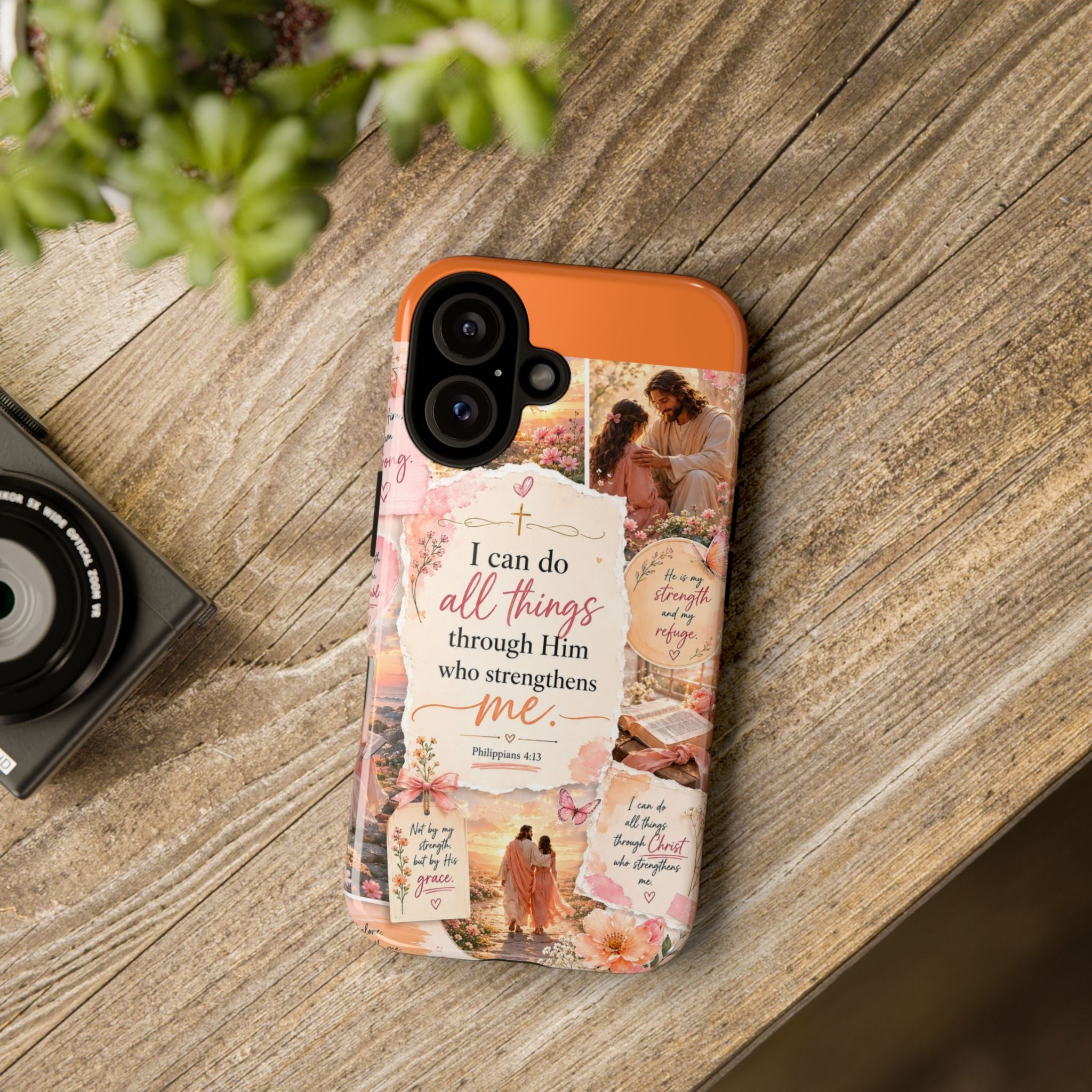 Christian Phone Case bible verses — "I Can Do All Things Through Him" Inspirational Scripture Design
