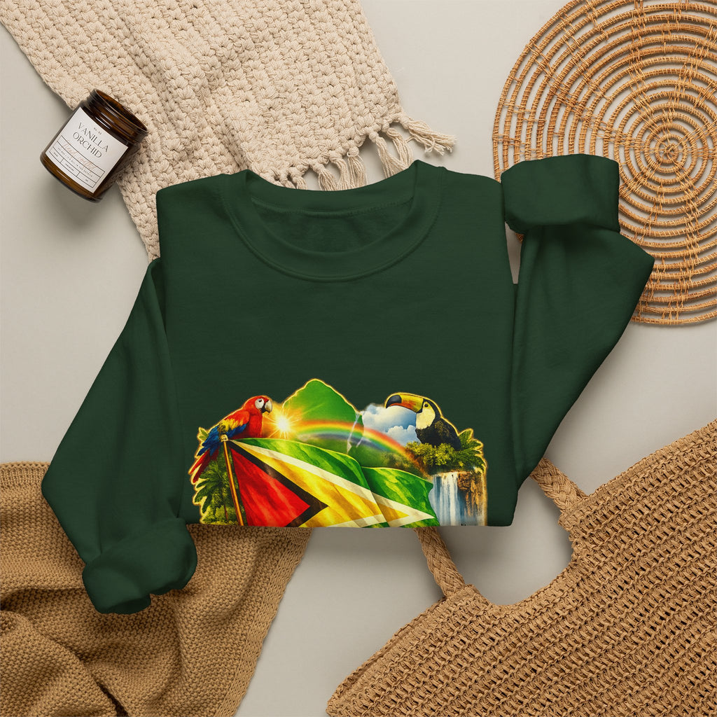 Guyana Flag & Wildlife Sweatshirt — "One People, One Nation, One Destiny" Crewneck