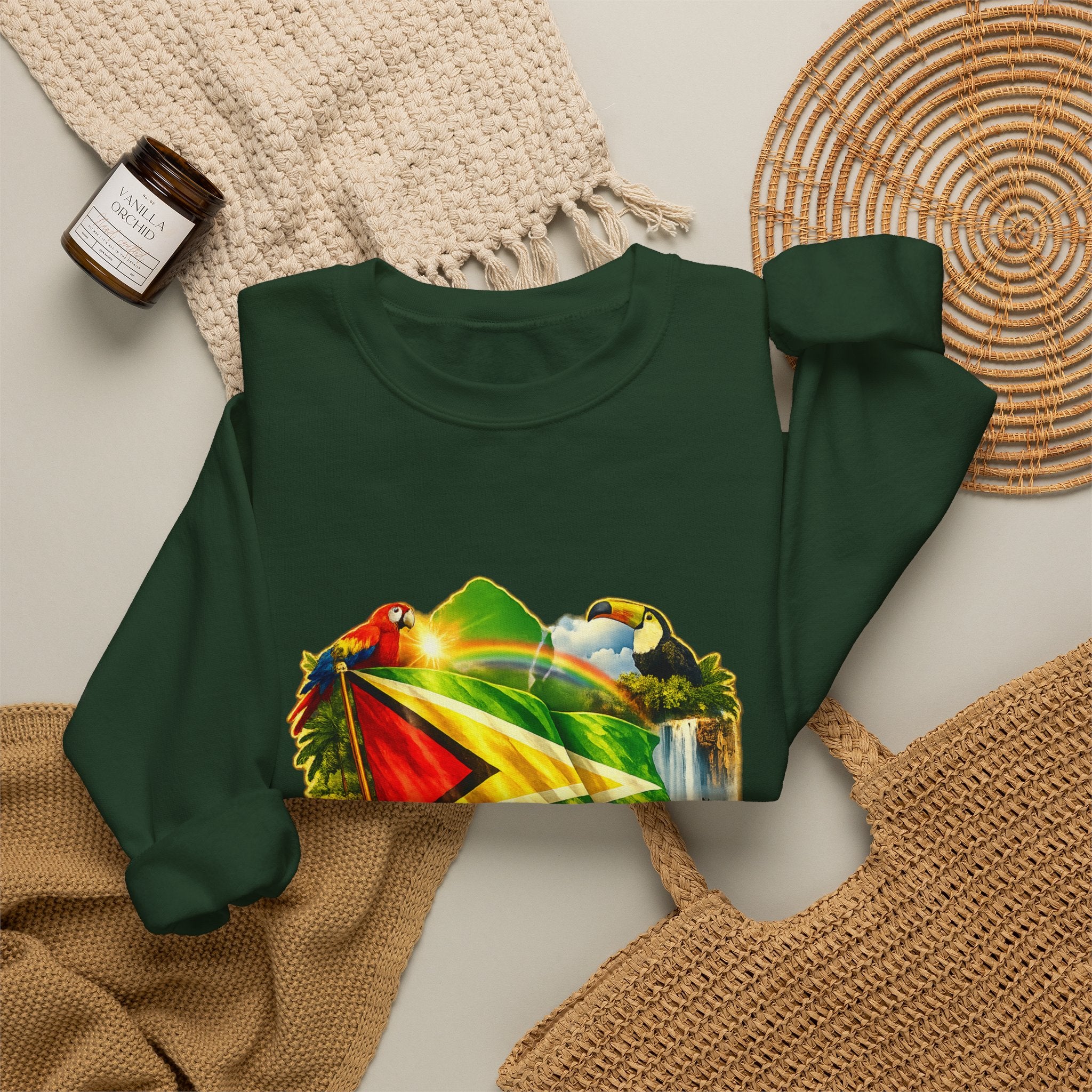 Guyana Flag & Wildlife Sweatshirt — "One People, One Nation, One Destiny" Crewneck